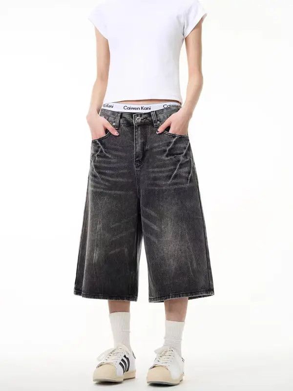 Japanese Brand VIBE Washed pocket lightning pattern denim shorts Size US 31 - 6 Thumbnail