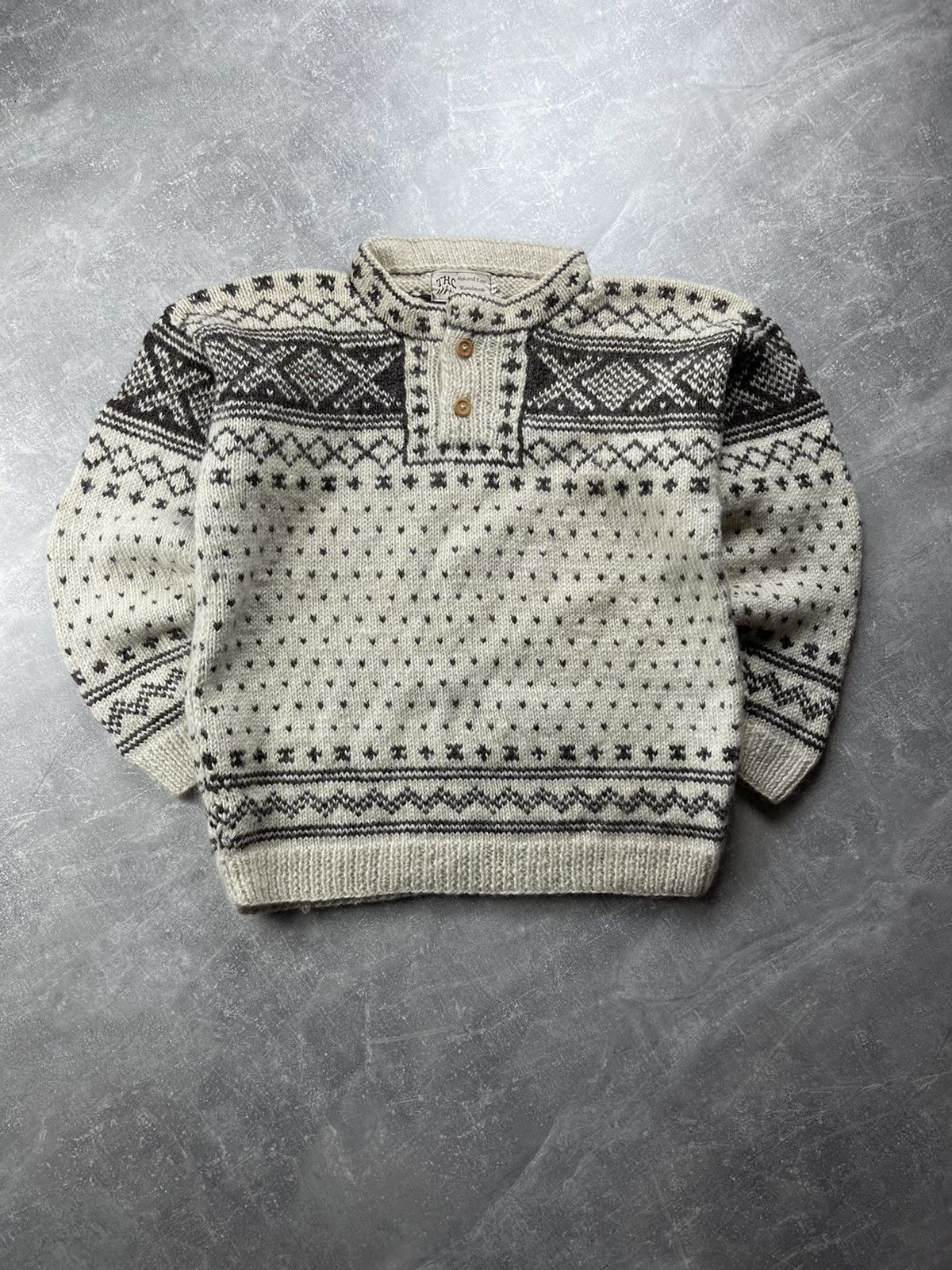 Vintage THG Natural Line Nordic Wool Sweater Scandinavian Pattern Size US XL / EU 56 / 4 - 2 Thumbnail
