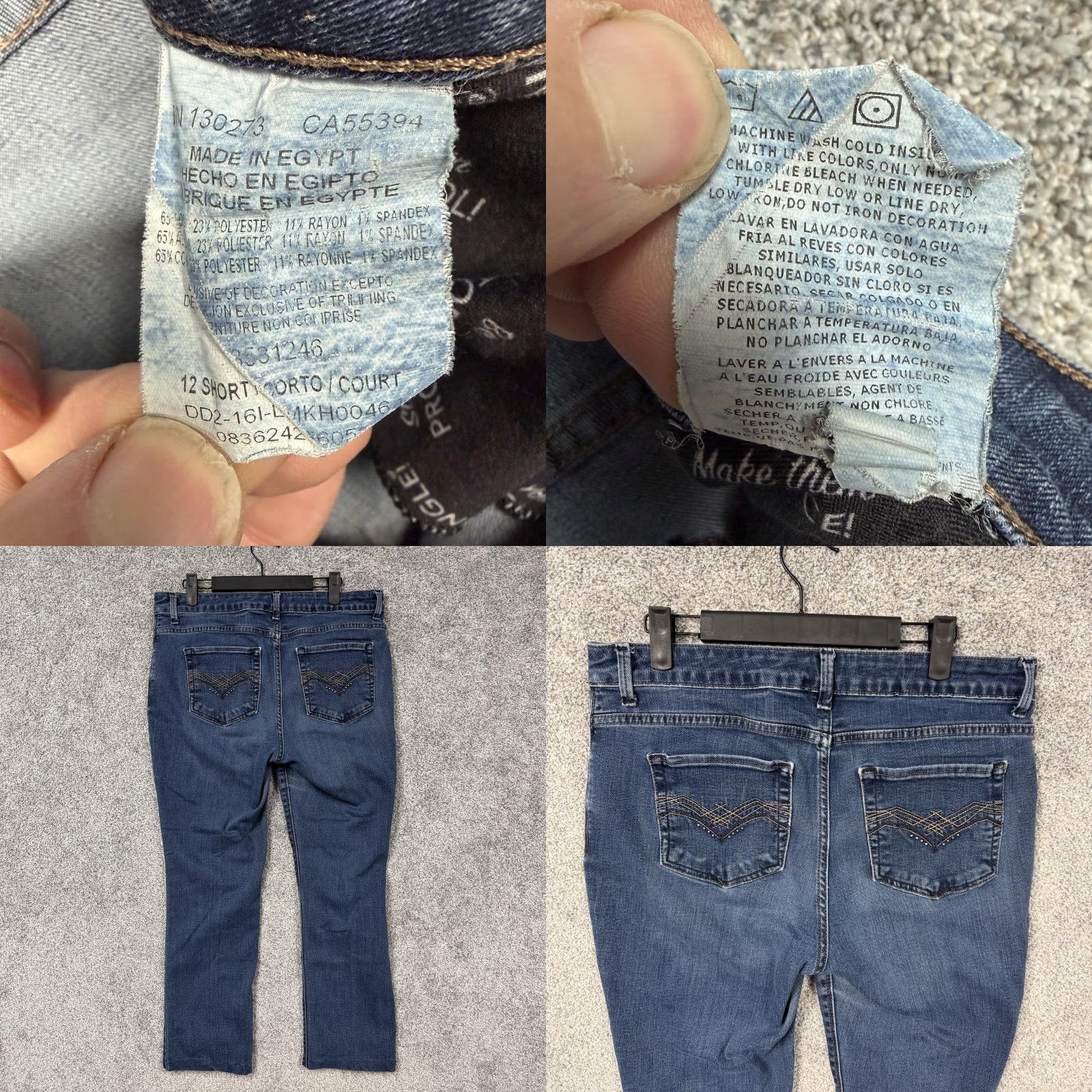 Lee Lee Jeans Womens 12 Short Straight Leg Mid Rise Denim Blue Stretch 5-Pocket Pockets Embroidered Studded Medium Wash Clothing Womens Size 34" / US 12 / IT 48 - 8 Thumbnail