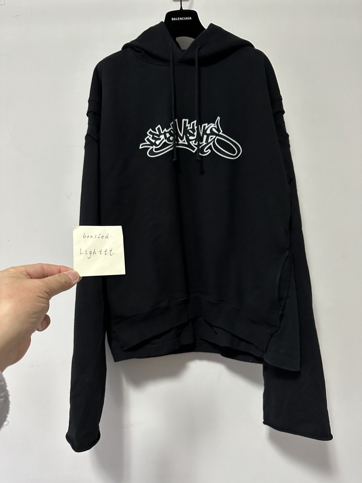 image of Vetements Graffiti Hoodie in Black, Men's (Size Small)