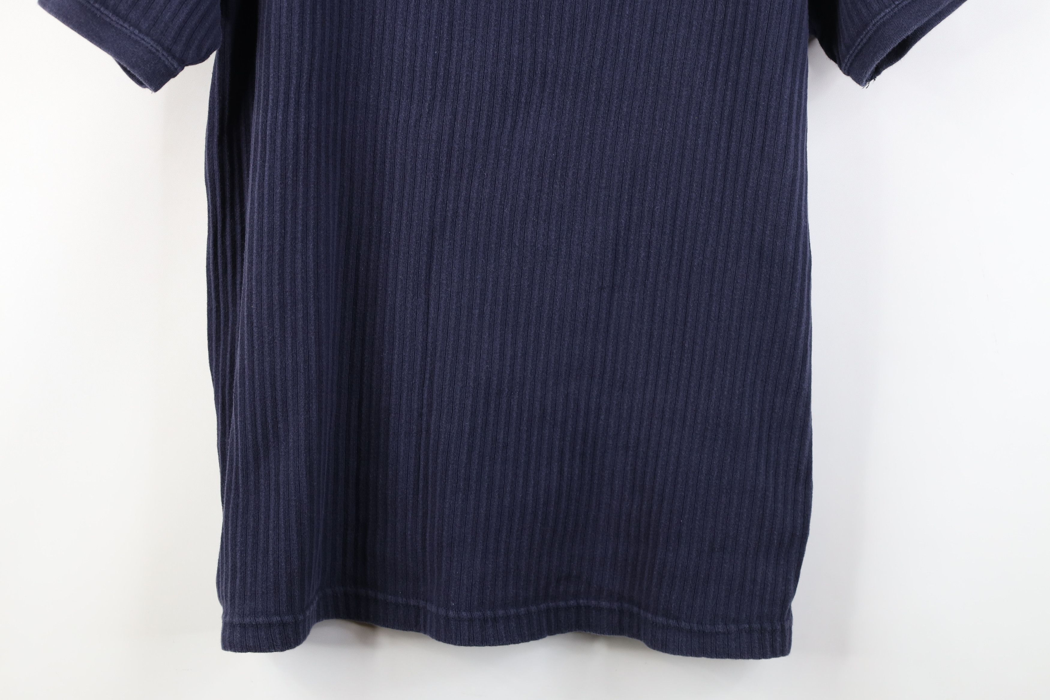 Vintage Vintage 90s Y2K Streetwear Cotton Ribbed Knit T-Shirt Blue Size US L / EU 52-54 / 3 - 3 Thumbnail