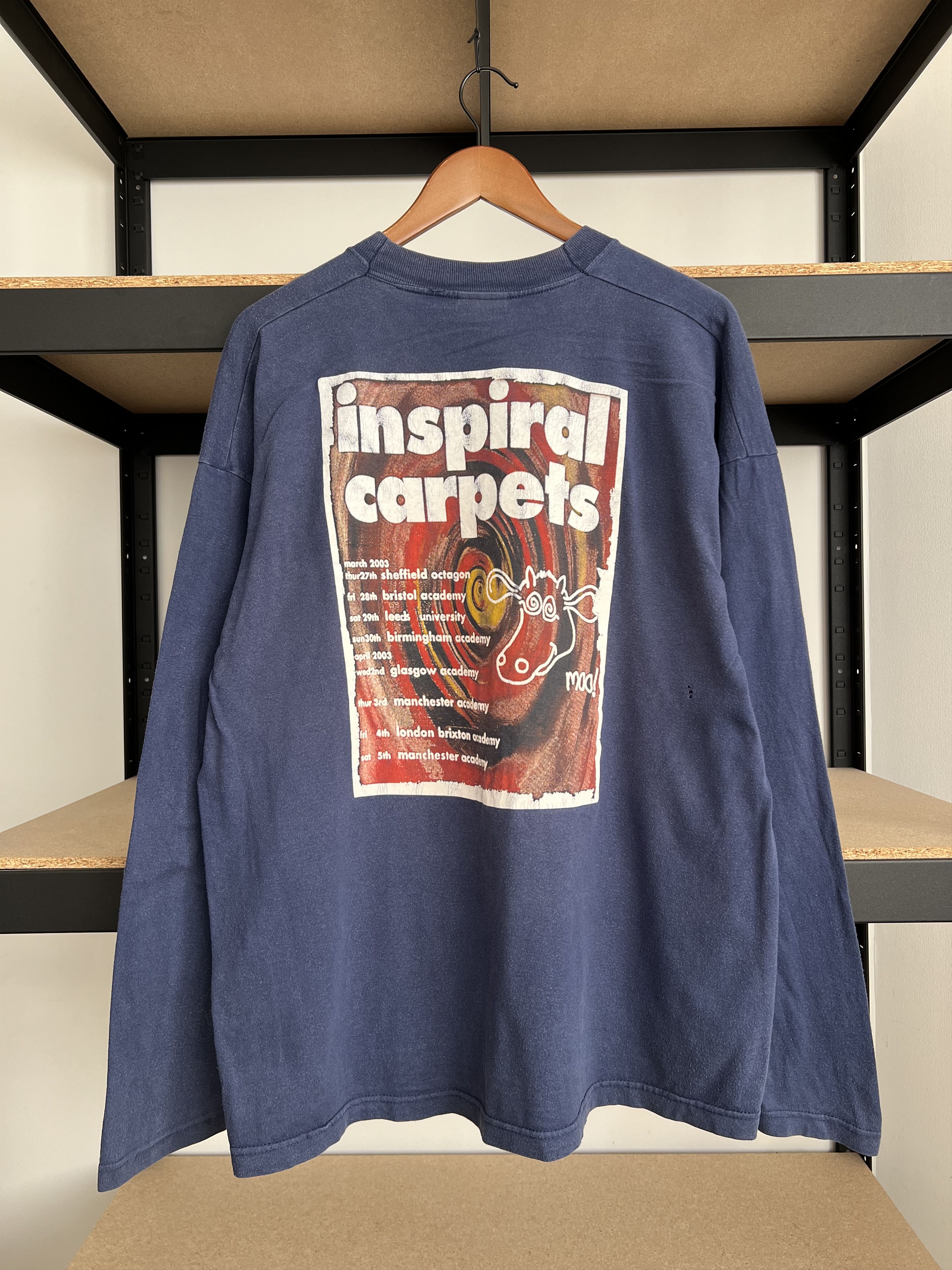 Band Tees Vintage 2003 Inspiral Carpets Moo! Cow Navy Long Sleeve Size US XL / EU 56 / 4 - 2 Thumbnail