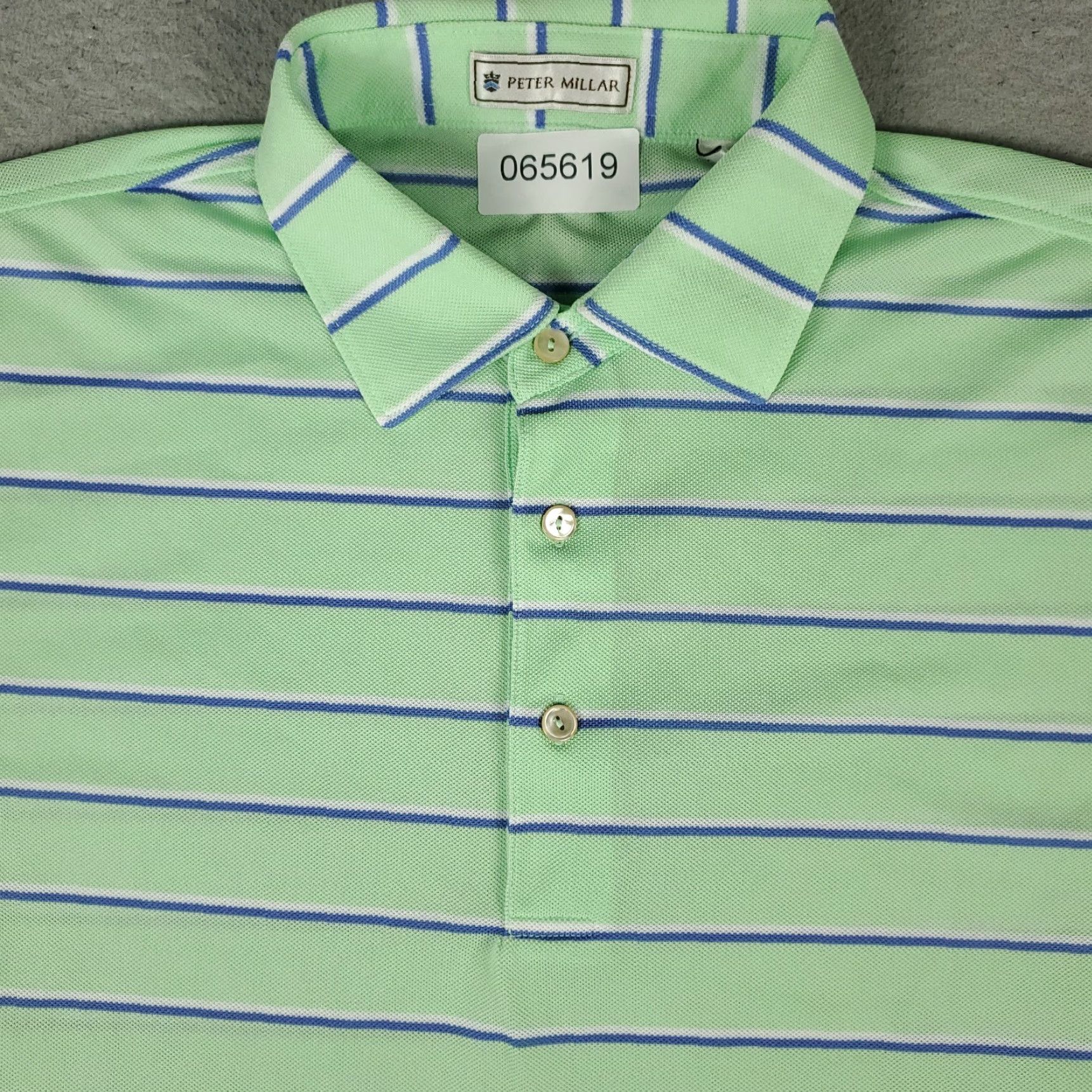 Peter Millar Peter Millar Polo Shirt Mens Medium Green Striped Golf Casual Short Sleeve Polo Shirt Mens Green Striped Golf Casual Short Sleeve Size US M / EU 48-50 / 2 - 2 Thumbnail