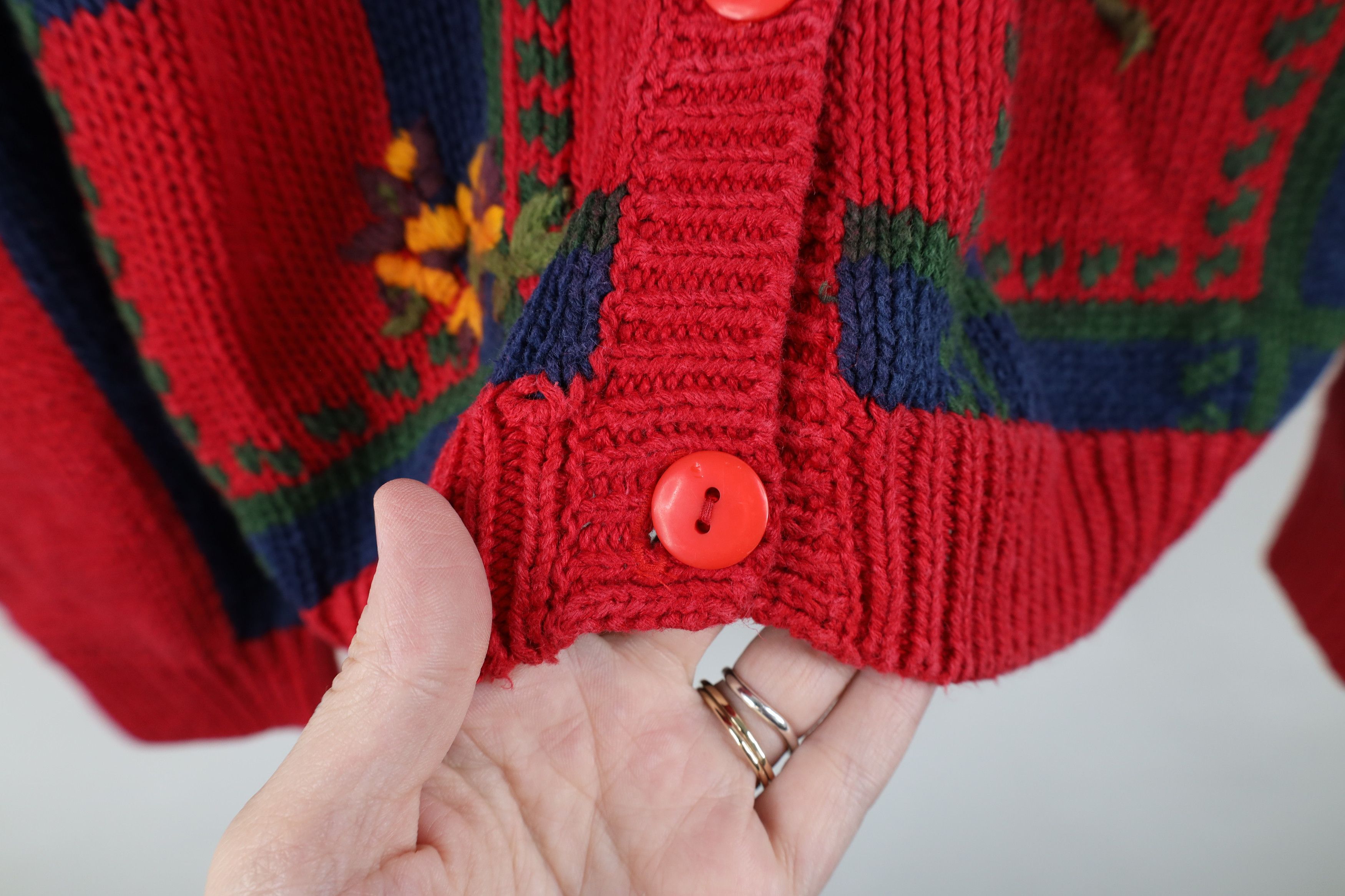 Vintage Vintage 90s Streetwear Embroidered Knit Cardigan Sweater Size L / US 10 / IT 46 - 4 Thumbnail