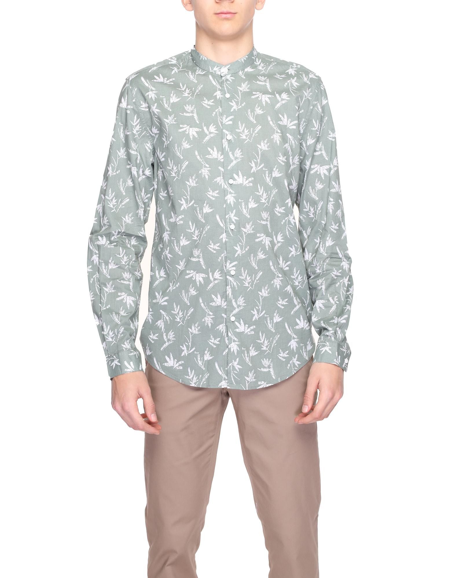 image of Antony Morato Floral Mandarin Shirt in Green, Men's (Size Medium)