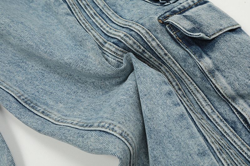 Jean Men's street hip-hop patchwork washed multi-pocket jeans Size US 32 / EU 48 - 6 Thumbnail