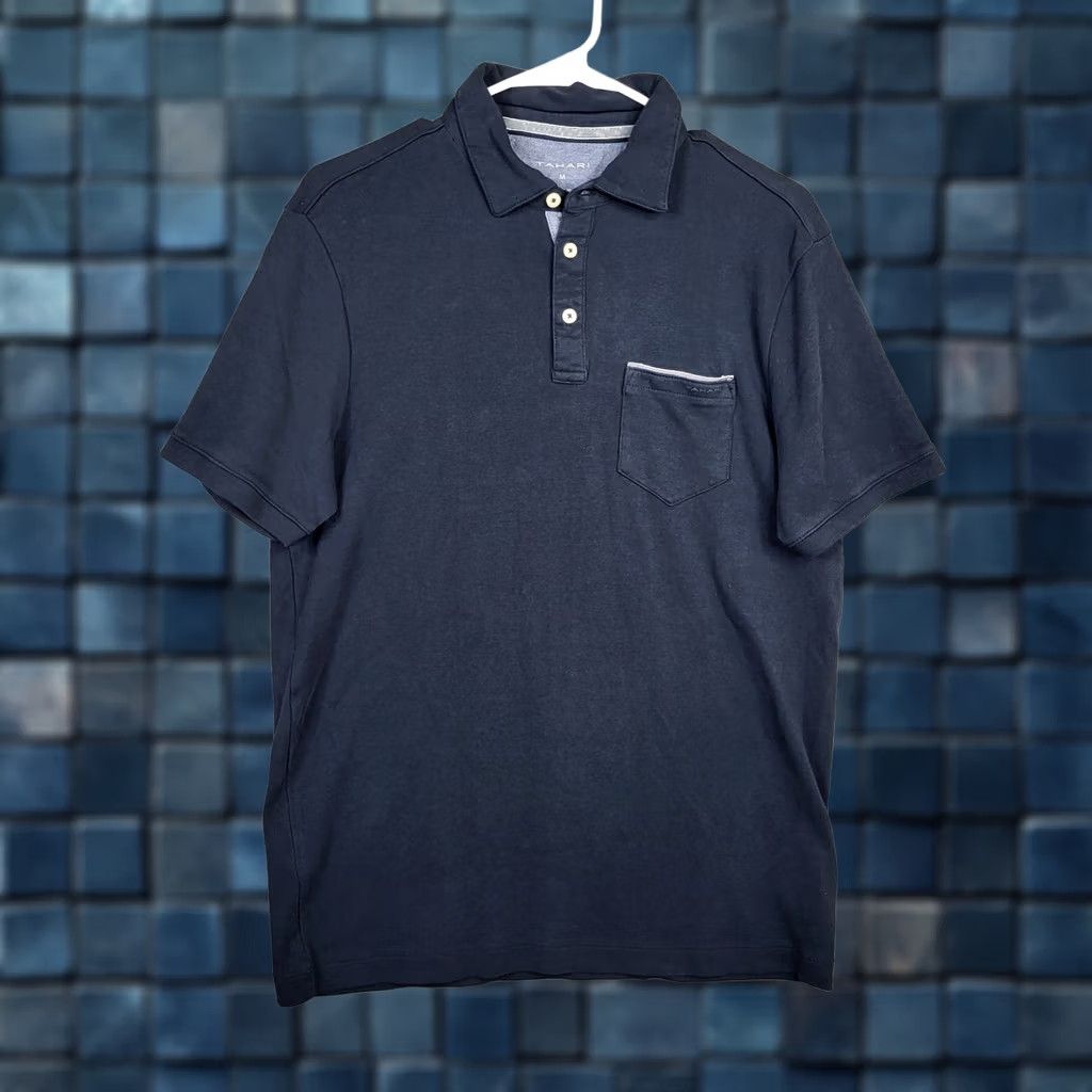 Vintage Tahari Mens Polo Shirt M Navy Blue 100% Cotton Collared Pullover Short Sleeve Casual Size US M / EU 48-50 / 2 - 1 Thumbnail