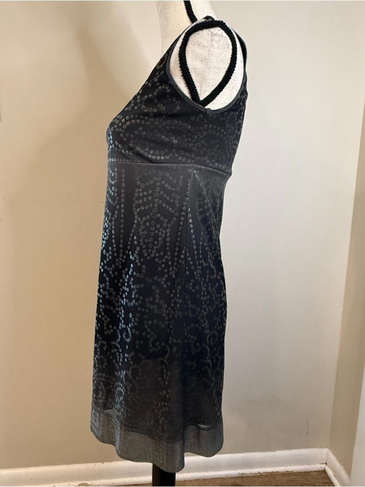 Other BCBG black gray sleeveless midi dress silver polka dots SZ 2 Size XS / US 0-2 / IT 36-38 - 3 Thumbnail