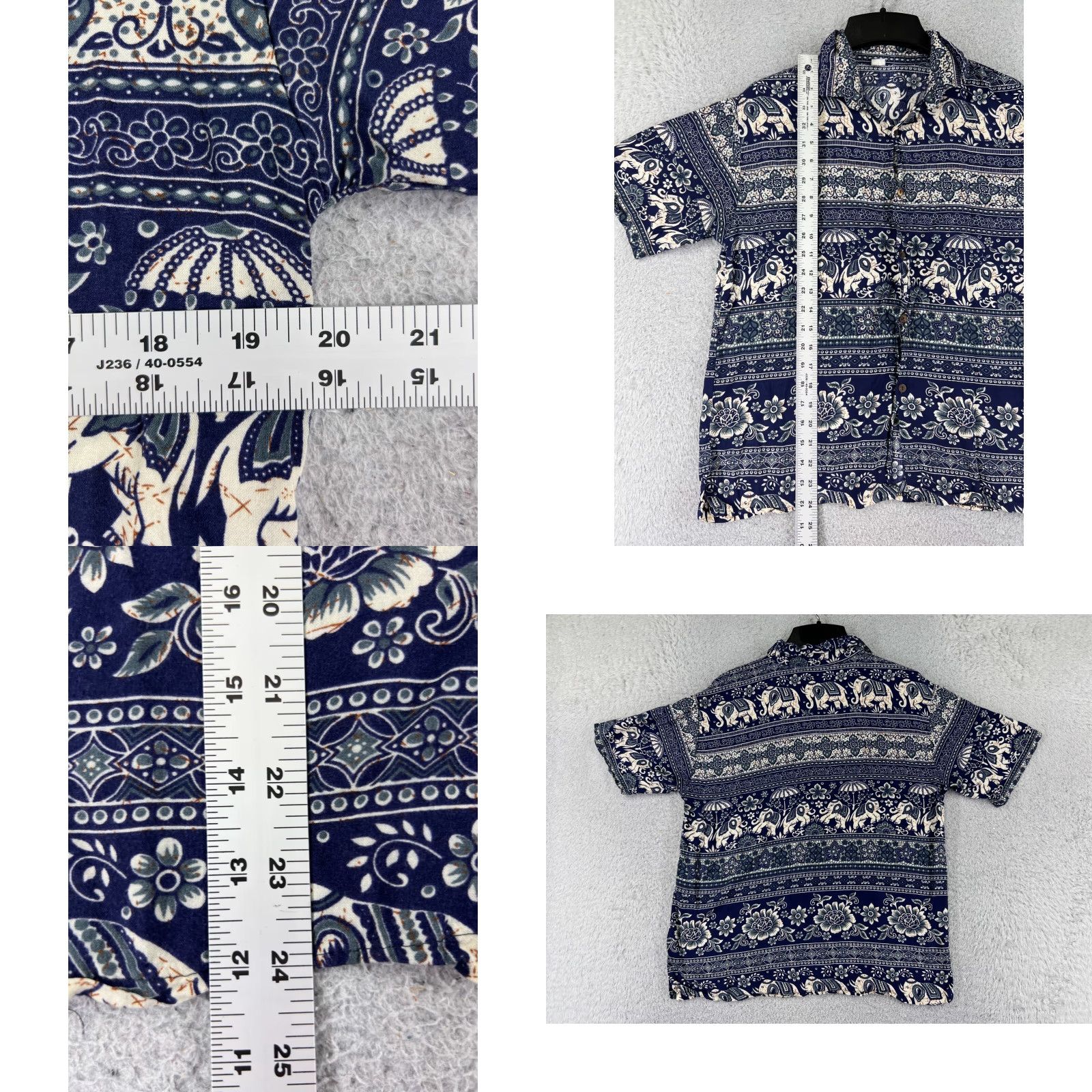 Vintage VINTAGE Unbranded Hawaiian Shirt Mens Medium Blue Floral Print Elepahnts Button Up Cotton Pocket Size US L / EU 52-54 / 3 - 8 Thumbnail