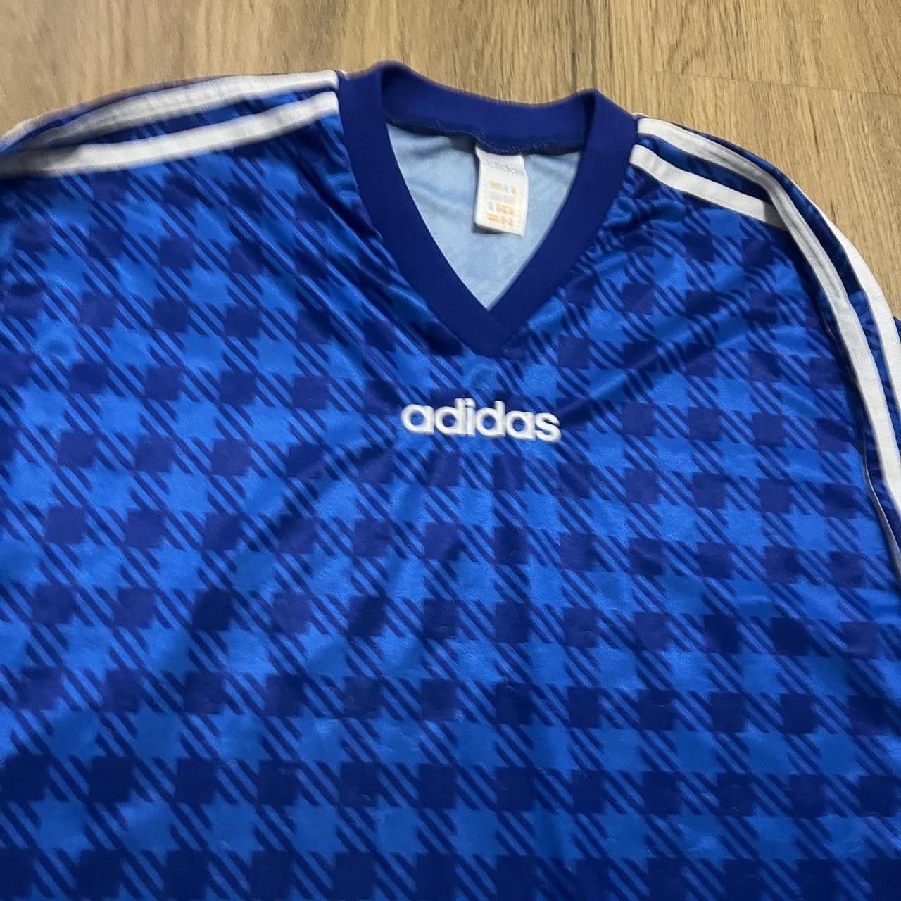Adidas Blue Adidas soccer jersey with checkerboard pattern Size US S / EU 44-46 / 1 - 3 Thumbnail
