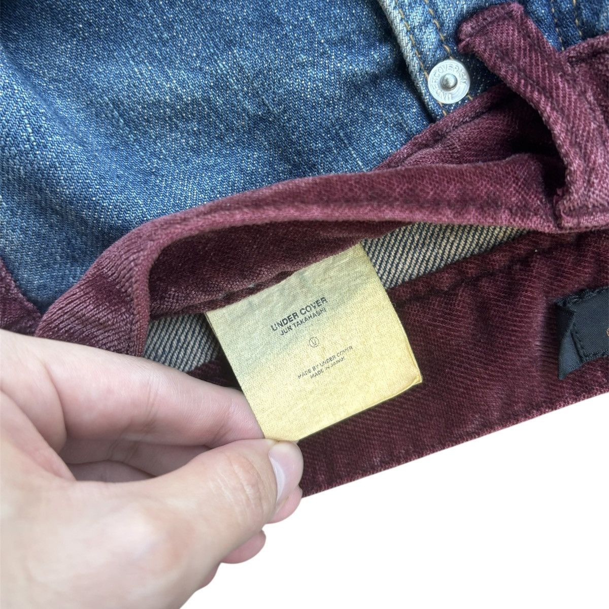 Undercover AW02 Undercover Velvet Strip Crash Denim Size US 29 - 4 Thumbnail