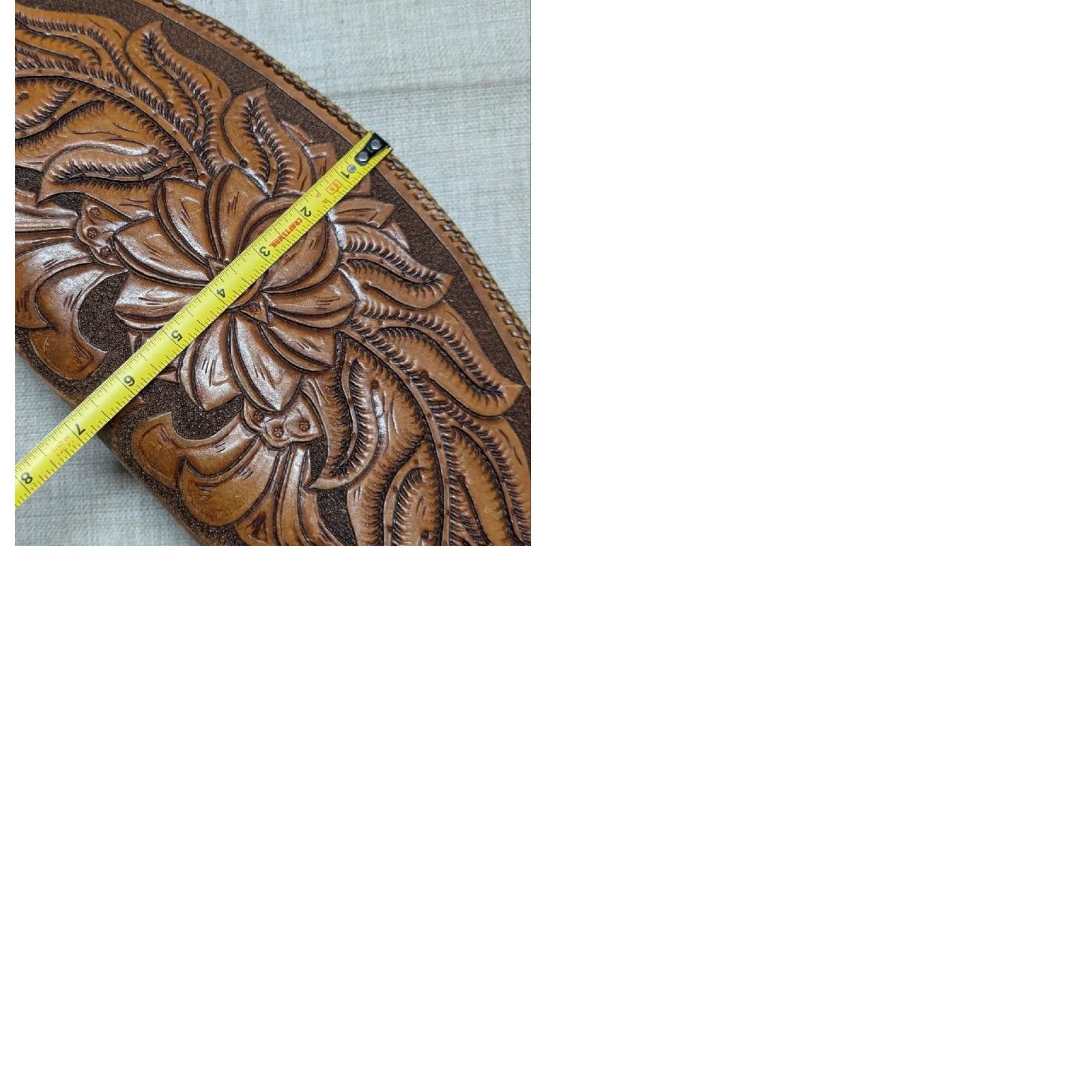 Vintage VINTAGE handcrafted leather bag Western tote 15" saddle bag Tooled brown Unisex Adults Bag 15x7 Leather Cowhide Zip Mens Womens Size ONE SIZE - 9 Thumbnail