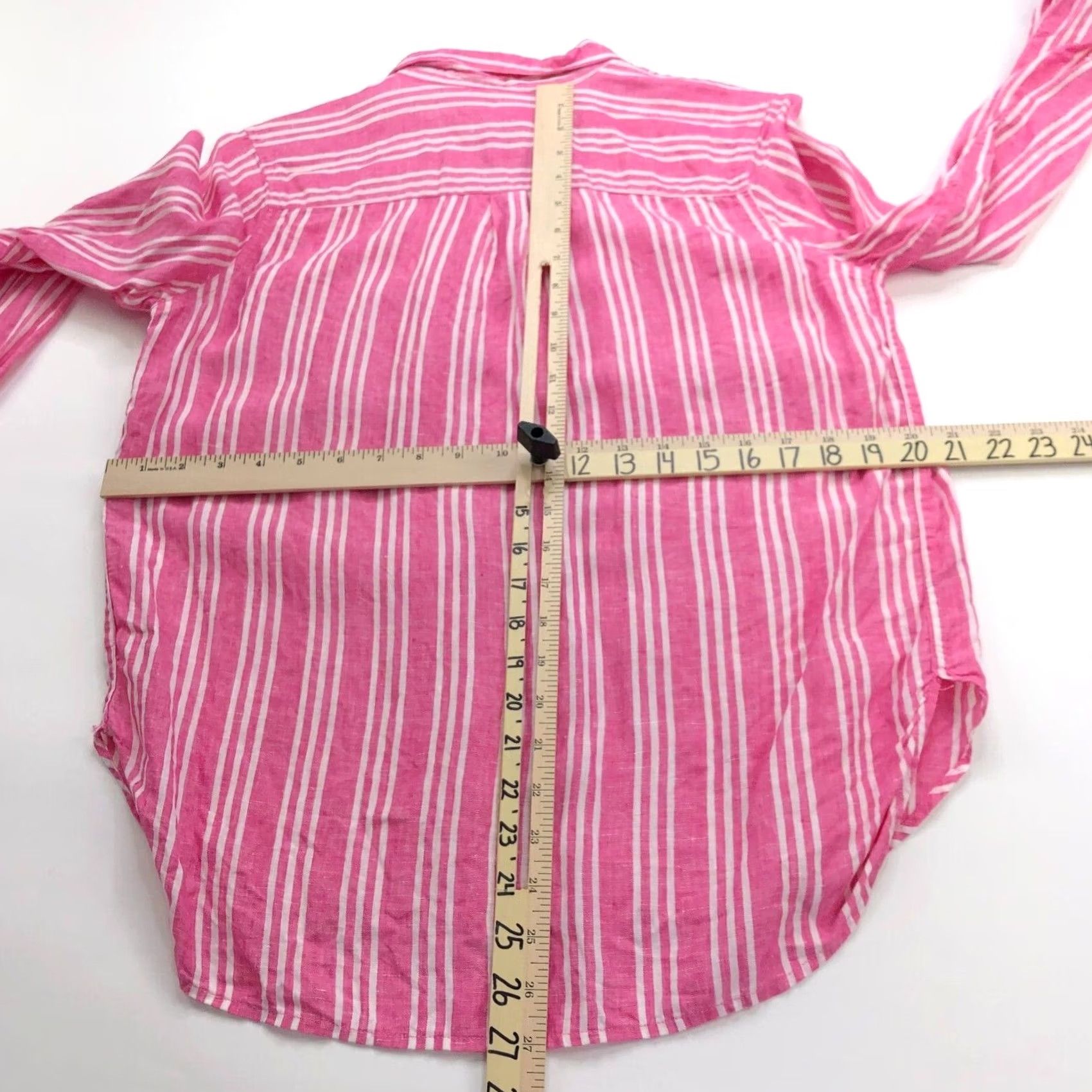 Boden Boden Pink 100% Linen Women's Button-Up Long Sleeve Striped Shirt Size 6, Regular, Collar, Casual, All Seasons, Machine Washable - Womens Size M / US 6-8 / IT 42-44 - 7 Thumbnail
