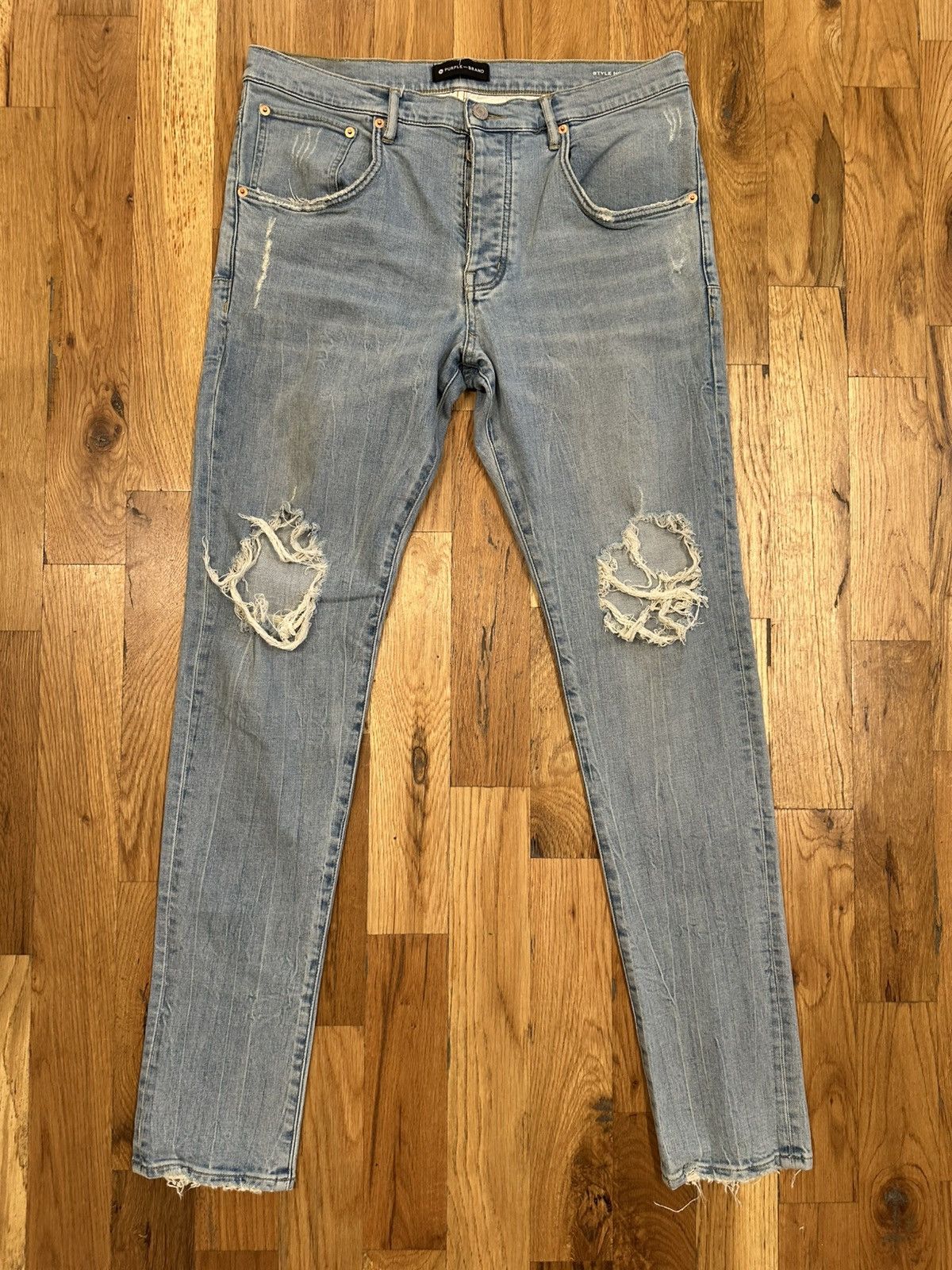 Purple Brand Purple Brand Knee Hole Blue Denim Jeans Size 36 Size US 36 / EU 52 - 1 Thumbnail