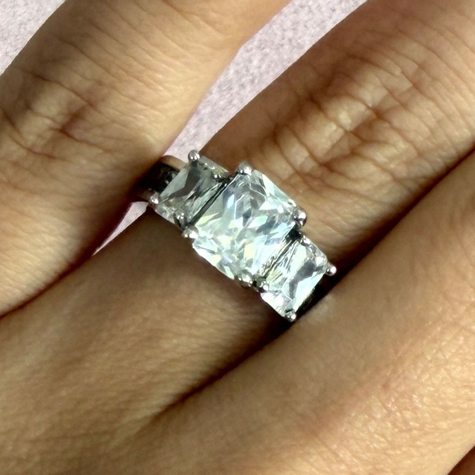 Sterling Silver sterling silver emerald-cut cz engagement ring size 7 Size ONE SIZE - 1 Thumbnail