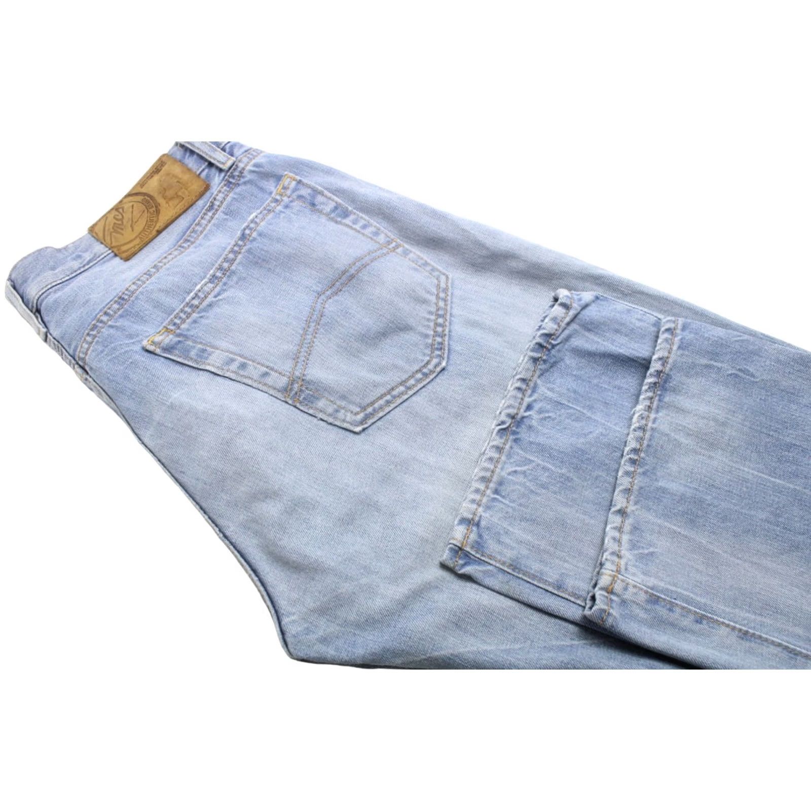 Denime MCS Phoenix Regular Fit Jeans Men's W31/L32 Whiskers Faded Denim Blue Size US 31 - 5 Thumbnail
