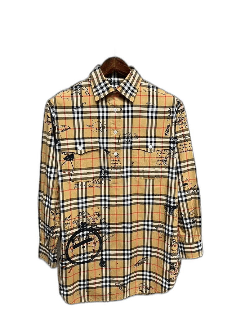 Burberry/グラフィティ/シャツ Burberry Graffiti Print Check Shirt, $512 | farfetch.com