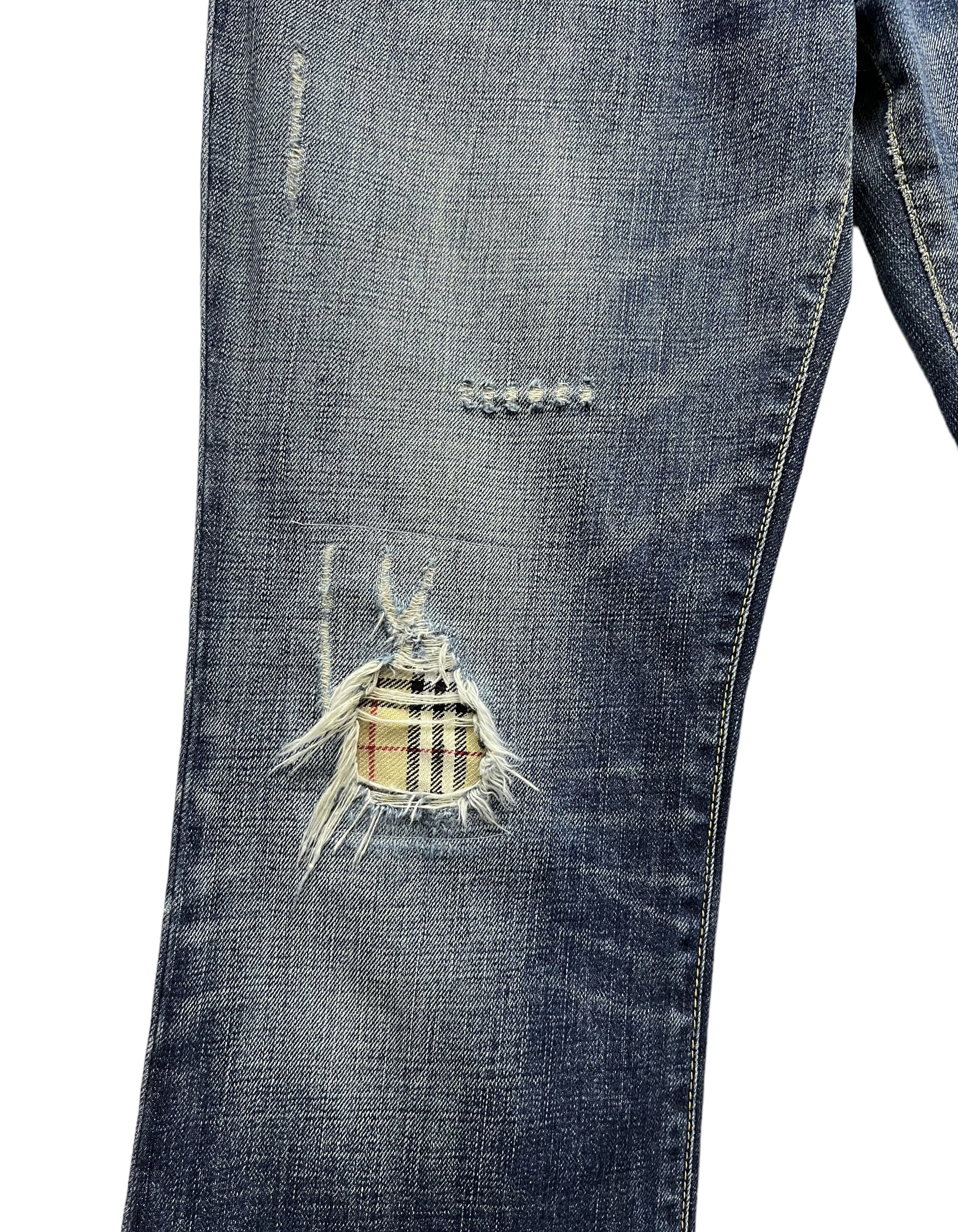 Black Label FLARE🔥BURBERRY BLACK LABEL Nova Check Distressed Denim💥 Size US 32 / EU 48 - 2 Thumbnail