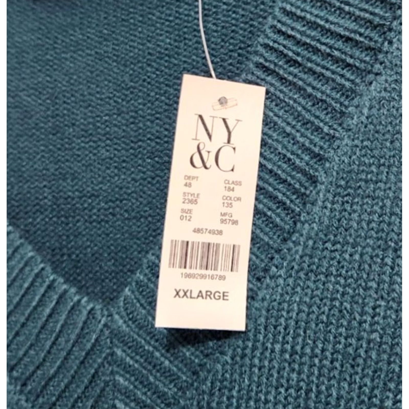 Vintage New York & Company Womens 2XL Sweater V-Neck Short Sleeve Pullover Jewels Green Size XXL / US 16-18 / IT 52-54 - 5 Thumbnail