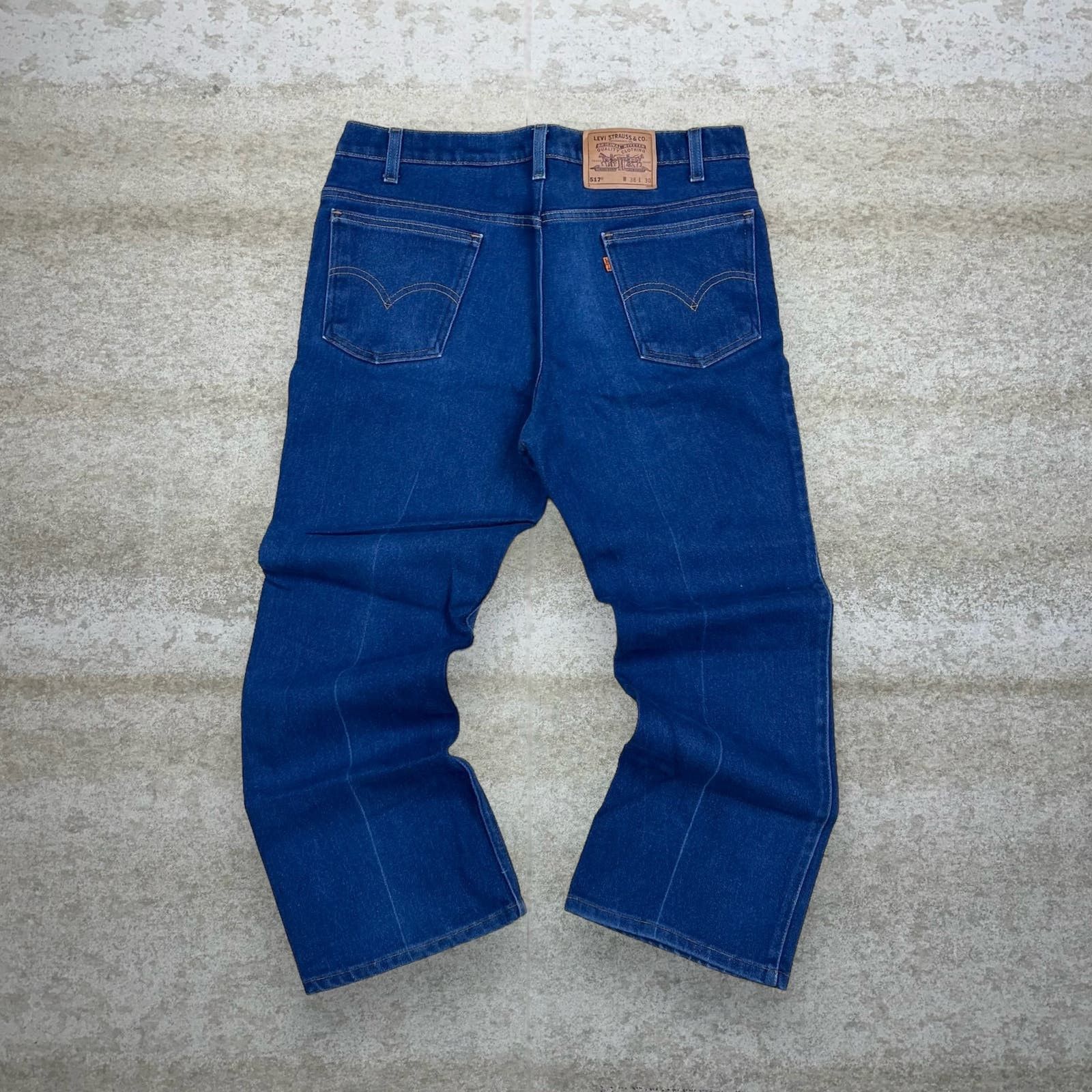 image of Crazy Vintage 90's Orange Tab Levis 517 Jeans Bootcut Flared in Blue, Men's (Size 38)