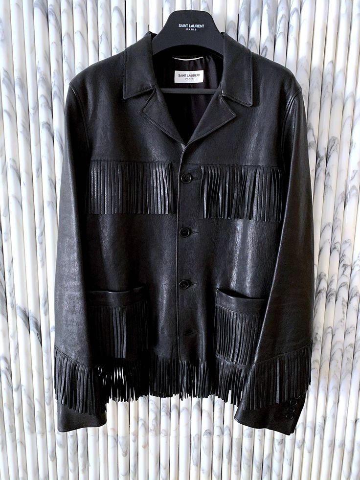 Saint Laurent Paris L12 Curtis Fringe Leather Jacket. Size euro 48 Size US M / EU 48-50 / 2 - 24 Thumbnail