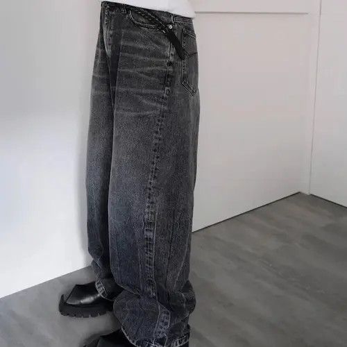 Japanese Brand Dark Grey Washed Damage Baggy jeans y2k streetwear Size US 32 / EU 48 - 8 Thumbnail