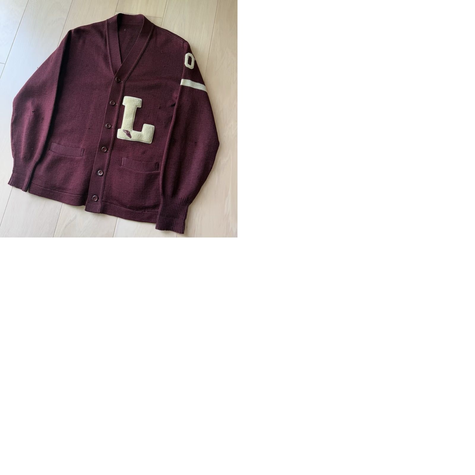 Vintage VINTAGE Letterman Cardigan Small Maroon Wool Sweater 60s Made in USA Mens/Adults Size US S / EU 44-46 / 1 - 9 Thumbnail