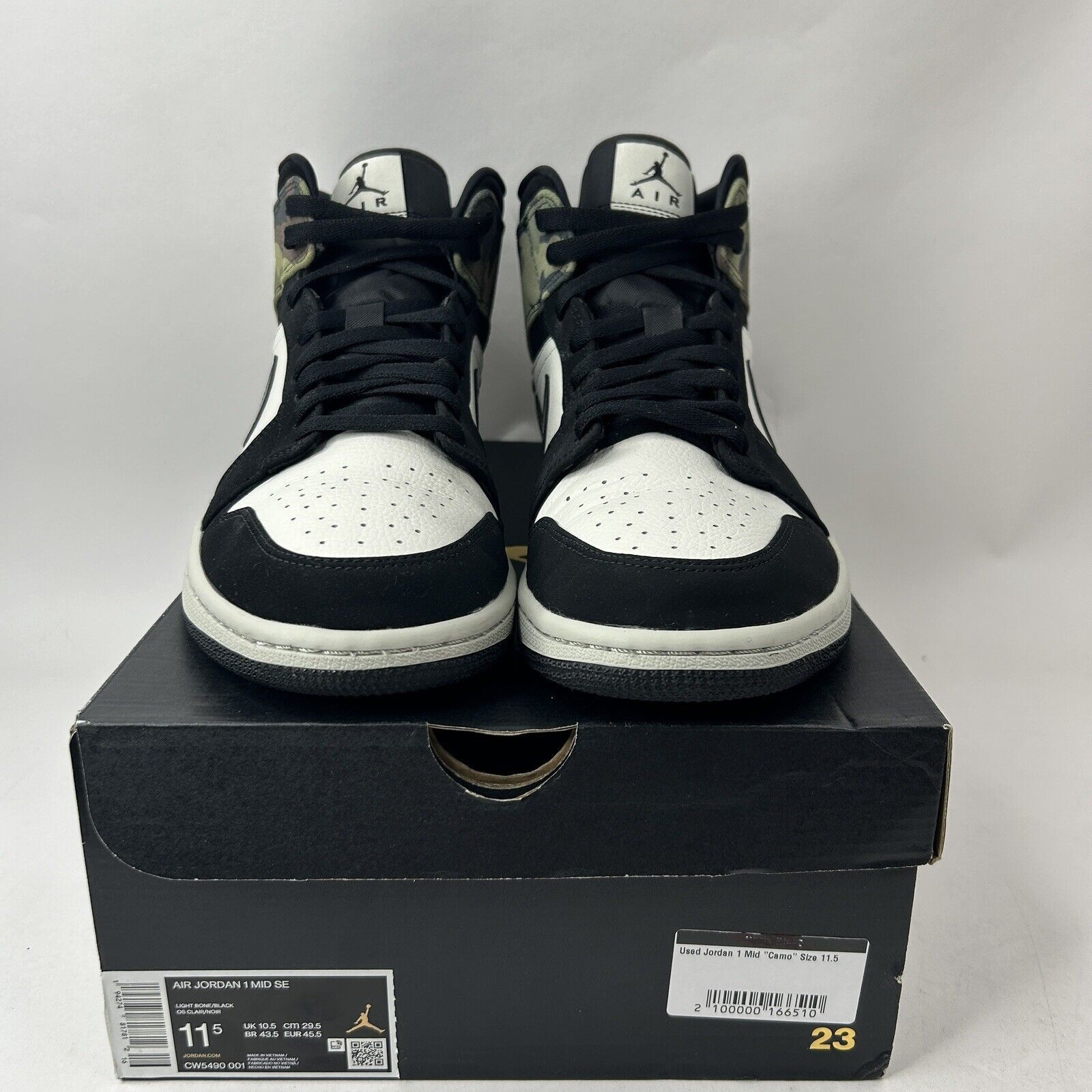 Nike Nike Air Jordan 1 Mid SE “Camo/Light Bone Black White" 2024 Size US 11.5 / EU 44-45 - 2 Thumbnail