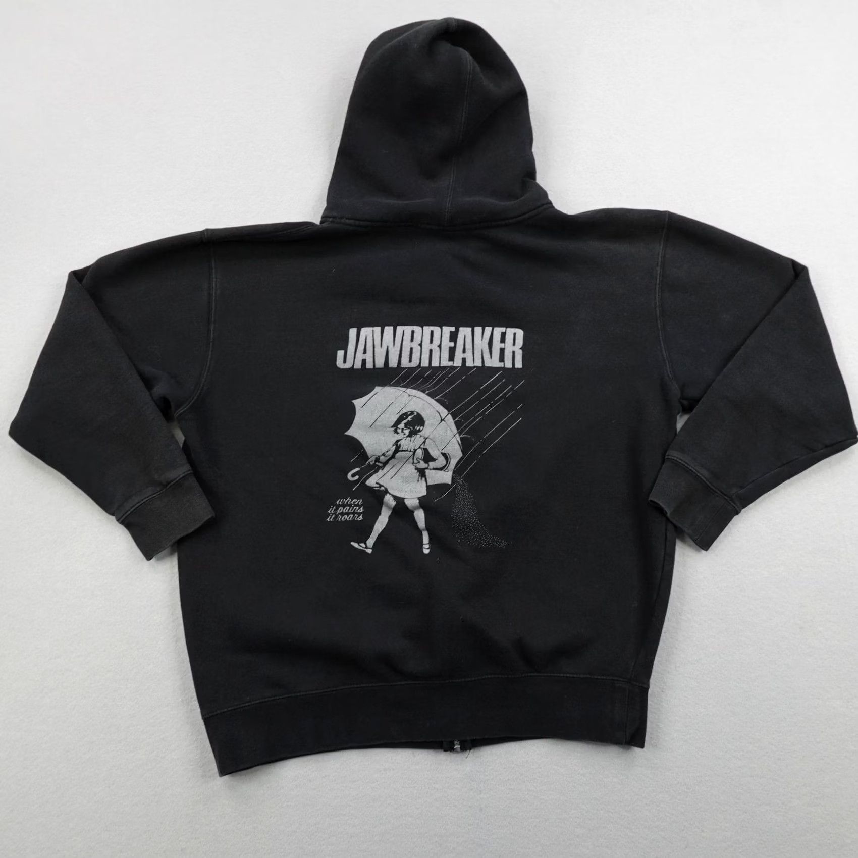Roar VINTAGE Jawbreaker Hoodie 2XL Black Sweatshirt When It Pains It Roars Full Zip Size US XXL / EU 58 / 5 - 2 Thumbnail
