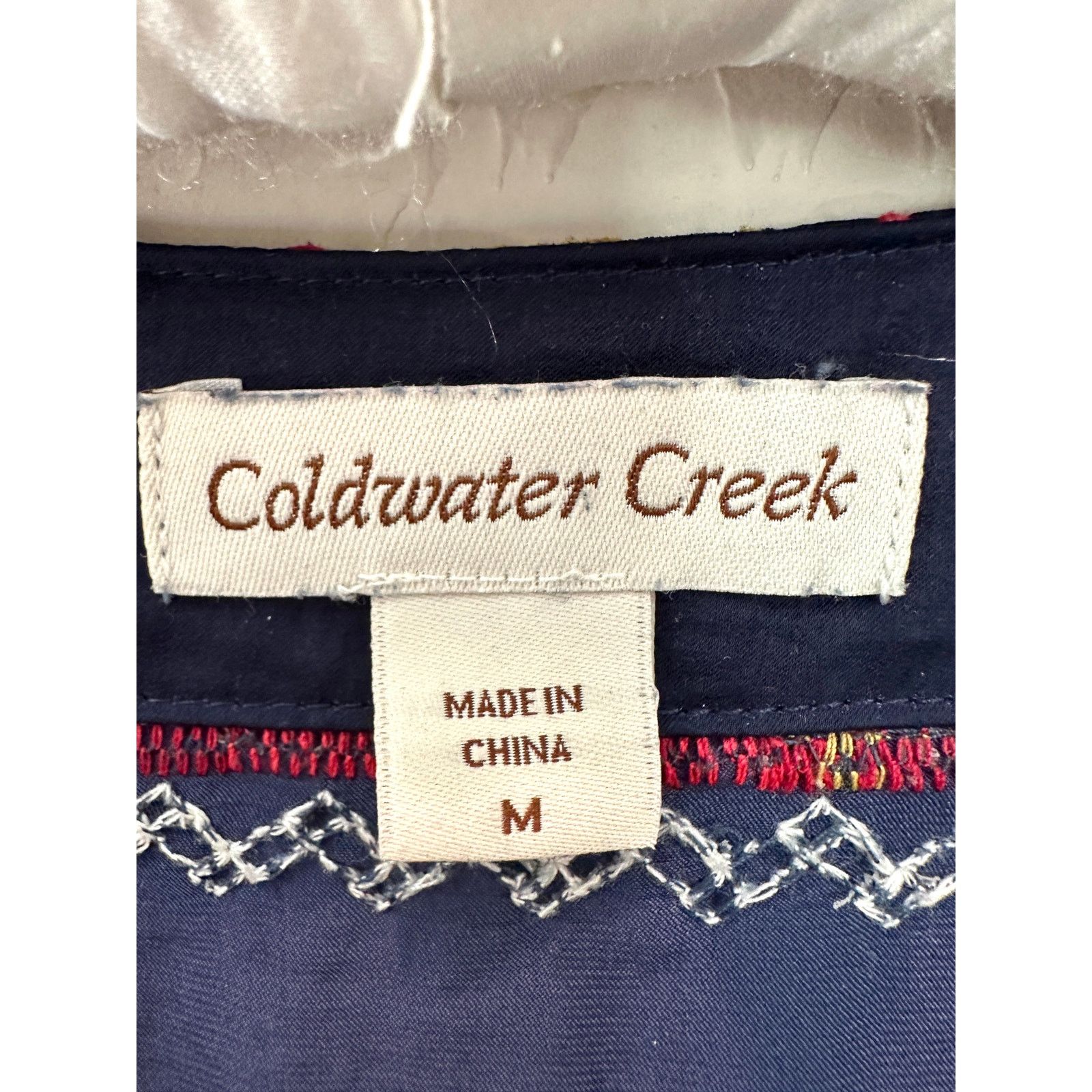 Coldwater Creek COLDWATER CREEK Navy Embroidered Floral Boho Western Blouse Size M / US 6-8 / IT 42-44 - 6 Thumbnail