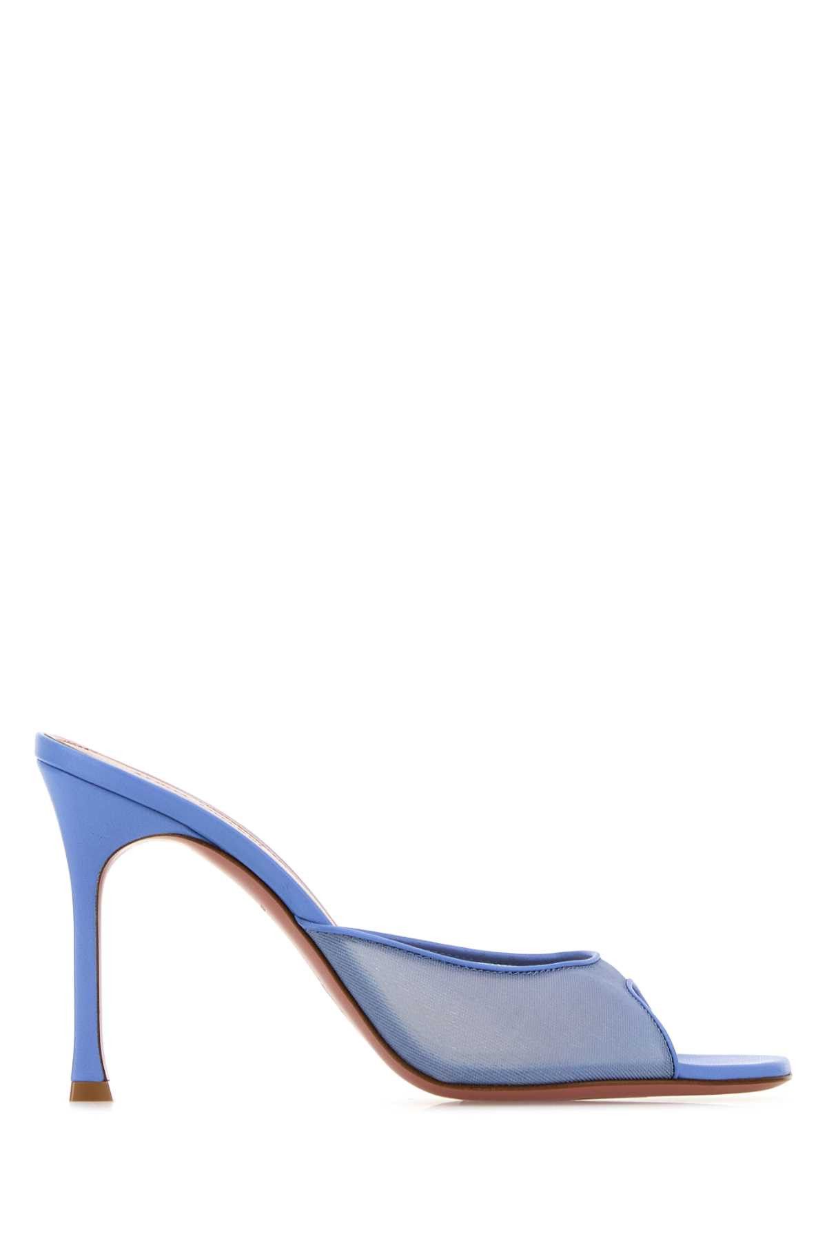 Amina Muaddi Cerulean Blue Mesh Alexa Mules Size US 7 / IT 37 - 1 Thumbnail
