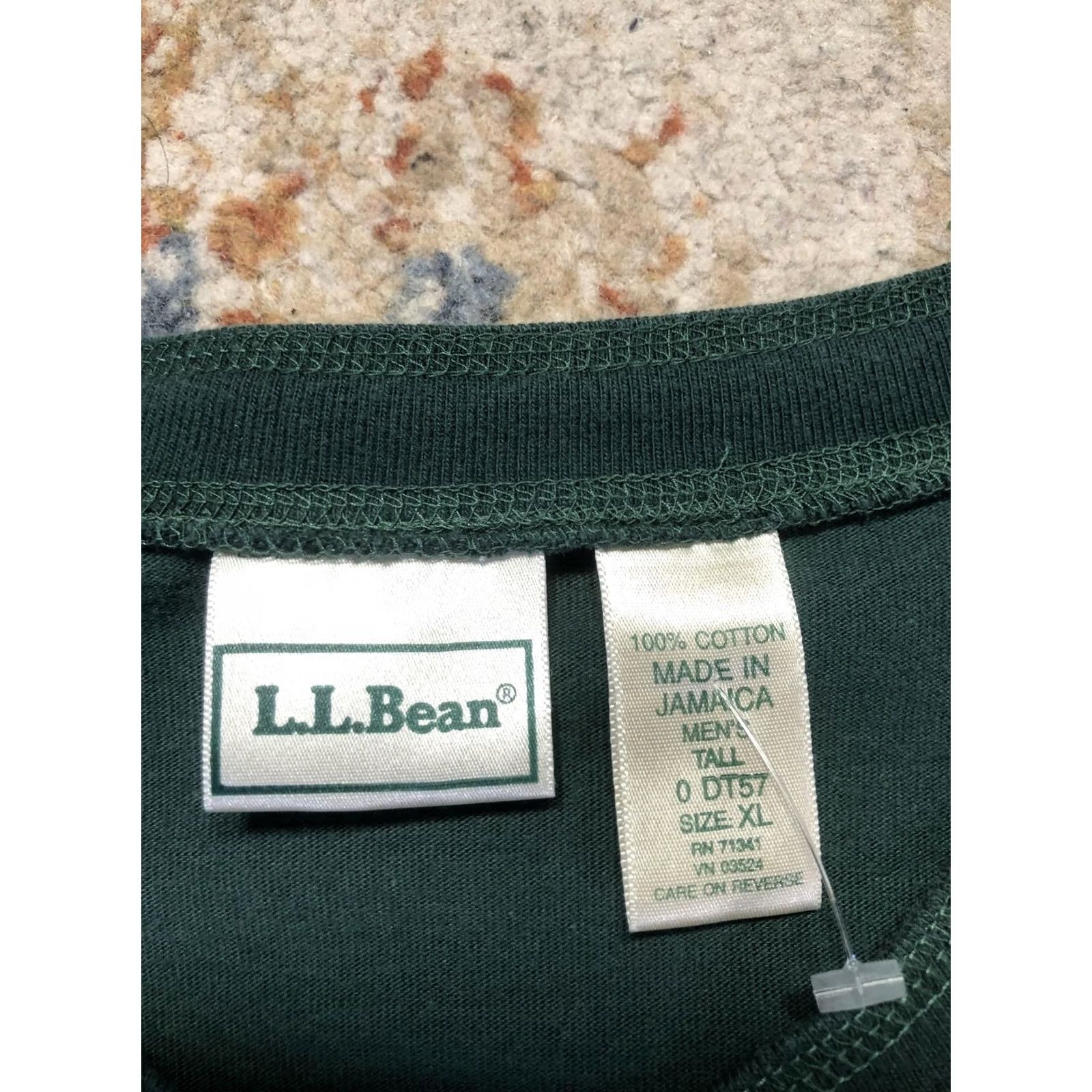 Vintage L.L.Bean Henley Shirt Mens XLT Green Long Sleeve Cotton Tee Tall Soft Knit Size US XL / EU 56 / 4 - 7 Thumbnail