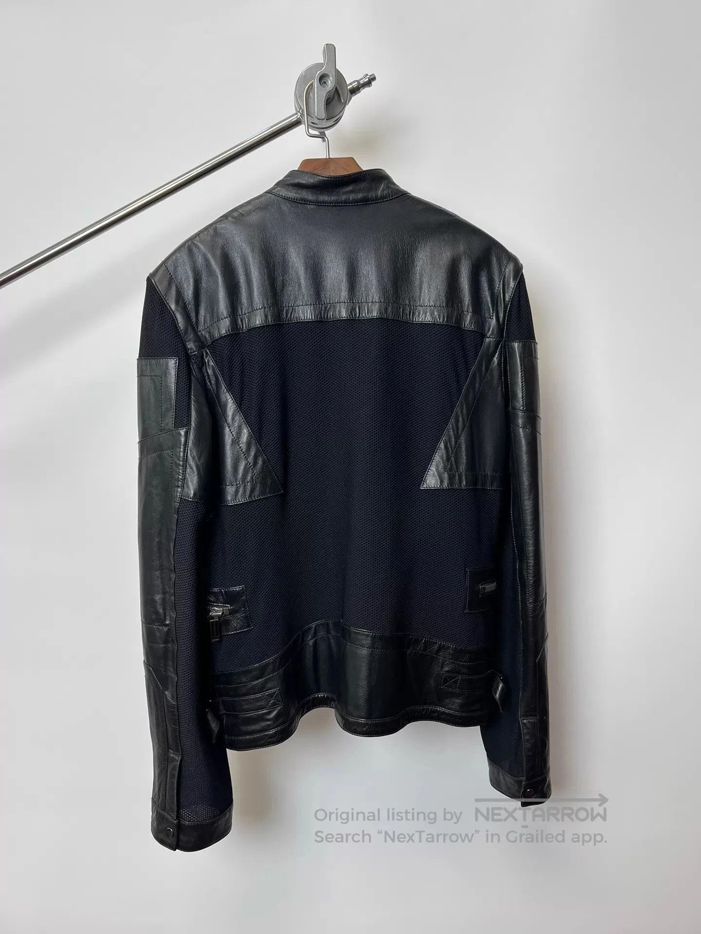 Dirk Bikkembergs Black Leather and Mesh Zip-Up Jacket. Size US M / EU 48-50 / 2 - 3 Thumbnail