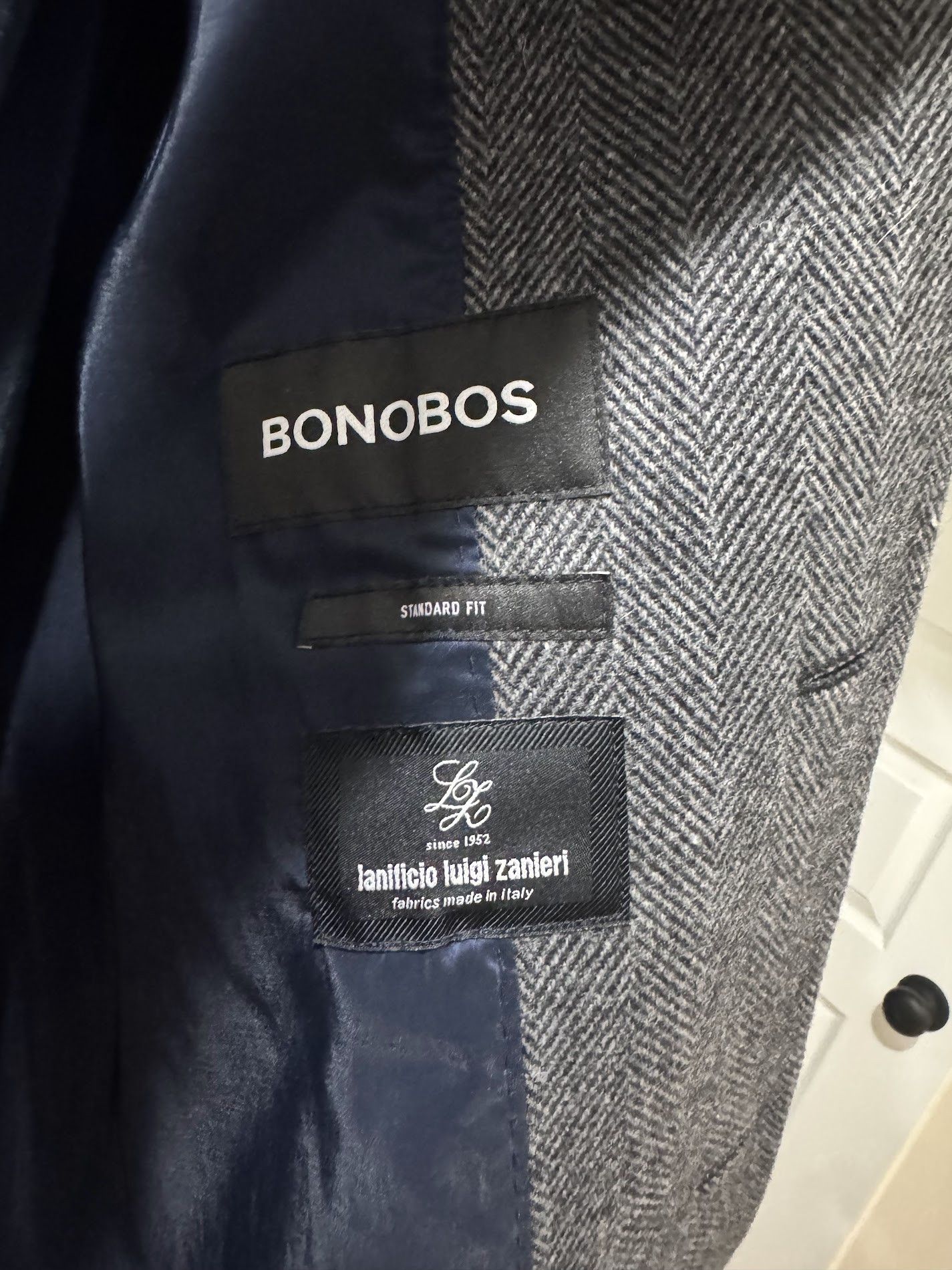 Bonobos Bonobos Italian Wool Topcoat – Charcoal Herringbone Size 38R - 2 Thumbnail