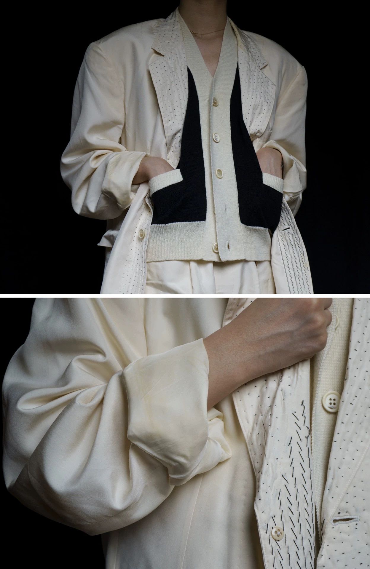 Yohji Yamamoto Yohji Yamamoto 1995ss Bukowski Sashiko Silk Suit (M-L) Size US M / EU 48-50 / 2 - 3 Thumbnail