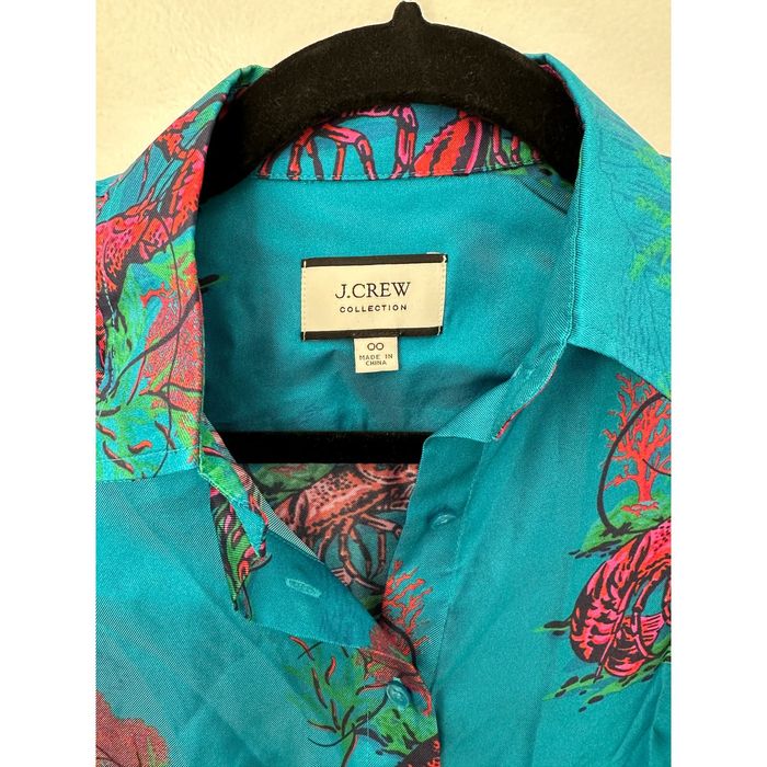 J.Crew J. Crew Collection silk twill shirt in lobster print Grailed