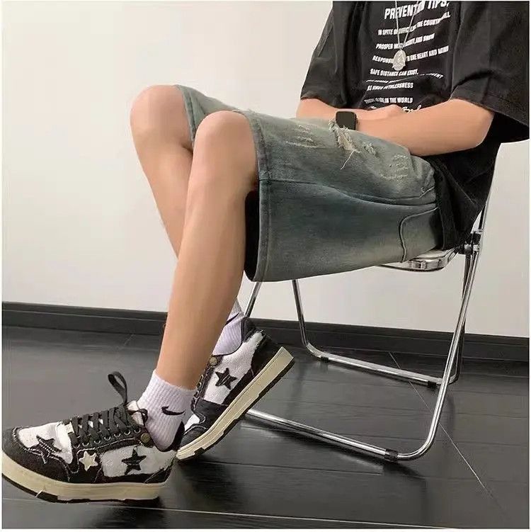 Japanese Brand Retro straight leg distressed jeans Size US 32 / EU 48 - 5 Thumbnail