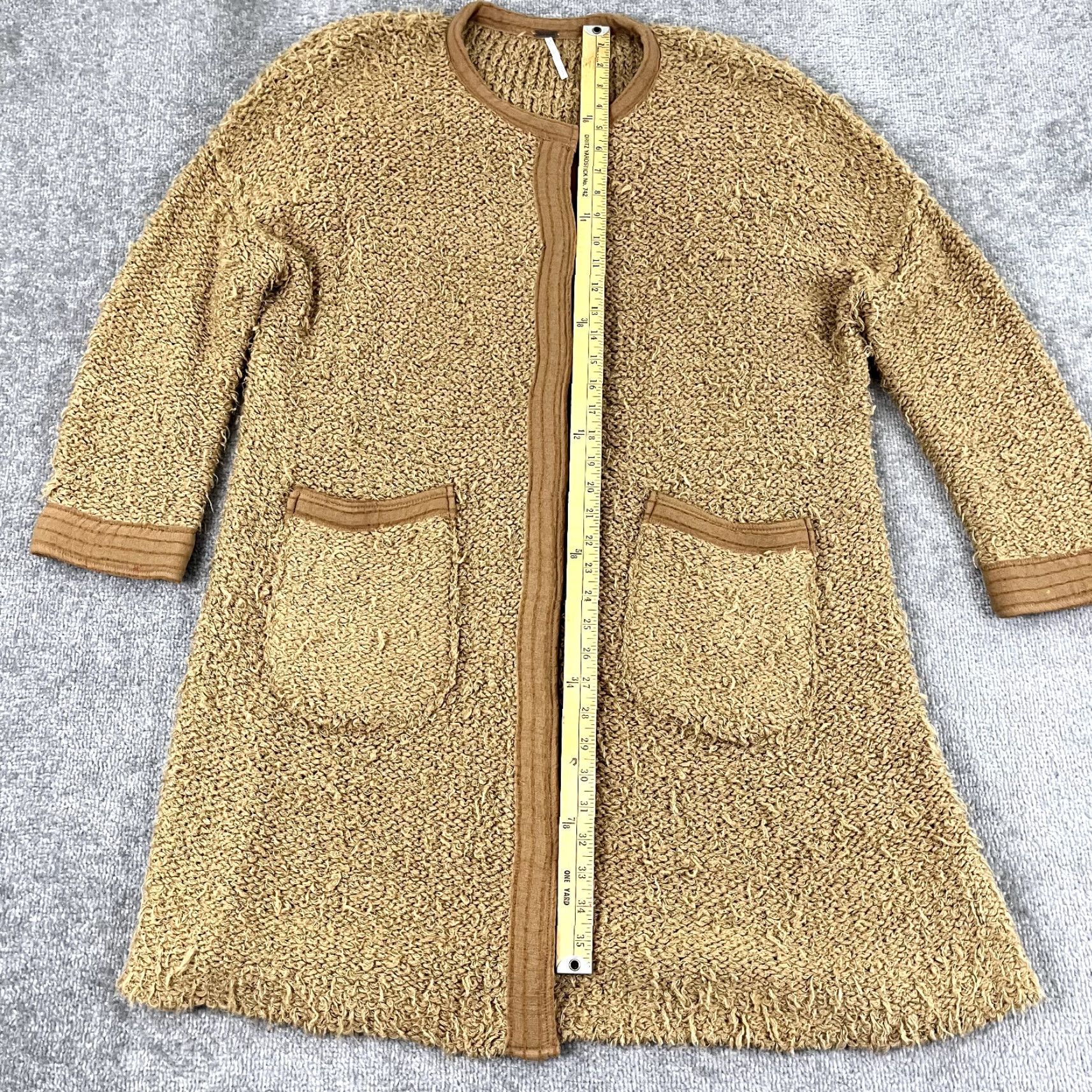 Free People FREE PEOPLE Oversized Sweater Womens Small Brown Warm Fuzzy Long Coat with Pockets Size S / US 4 / IT 40 - 4 Thumbnail