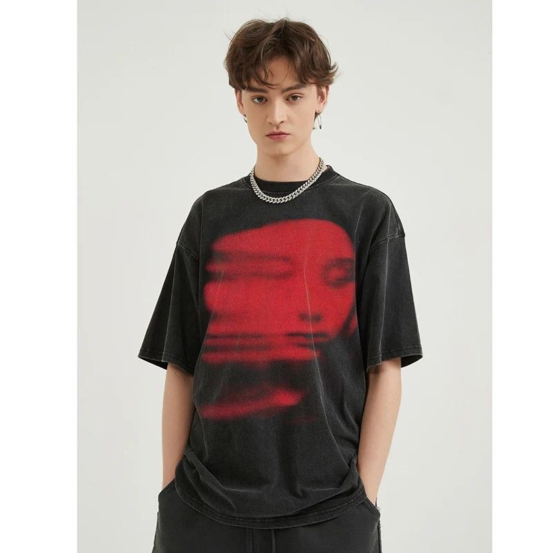 Japanese Brand Black T-shirt Washed Red Face Size US L / EU 52-54 / 3 - 4 Thumbnail