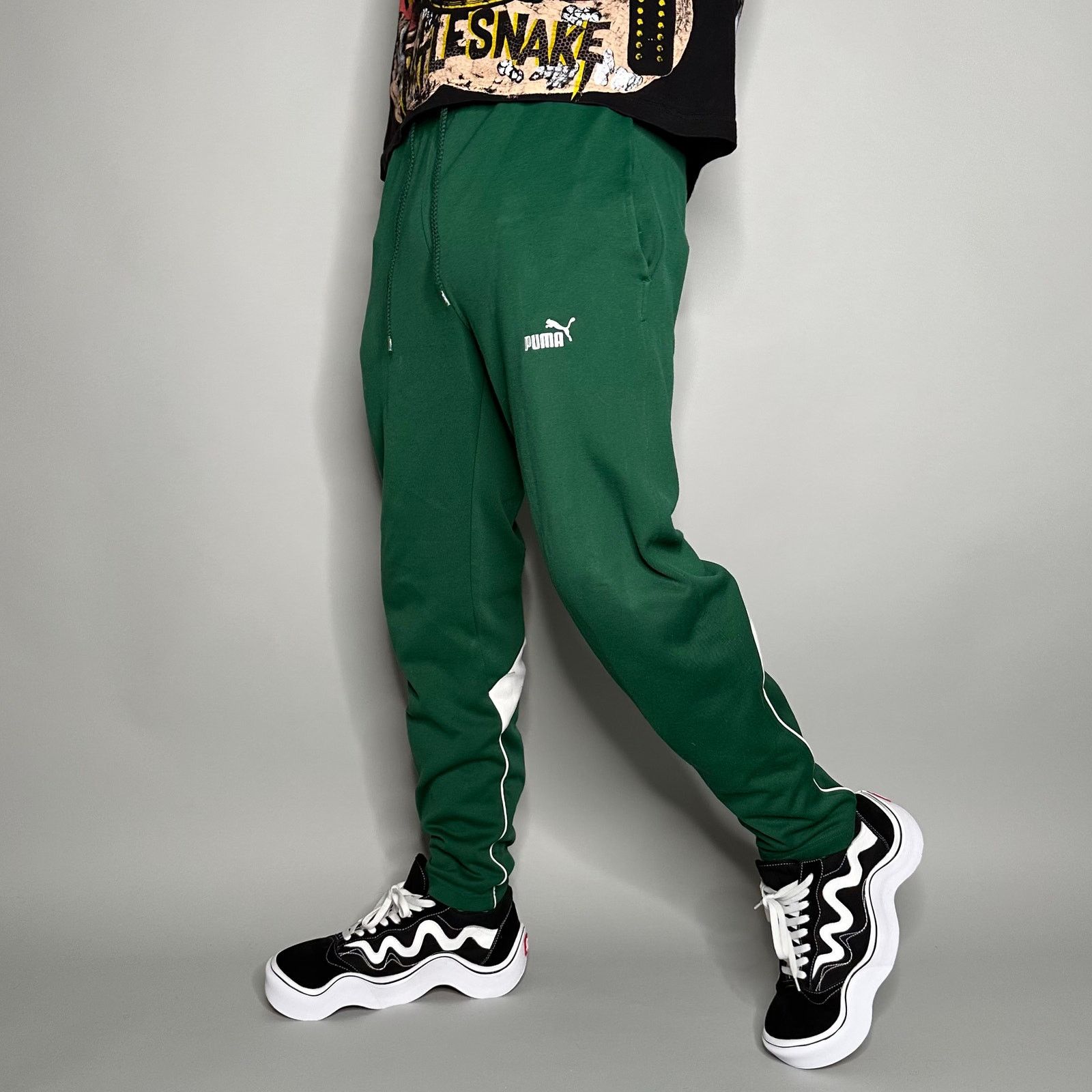 Vintage Vintage Puma Joggers Forest Green Polyester Sweatpants 90s Grailed