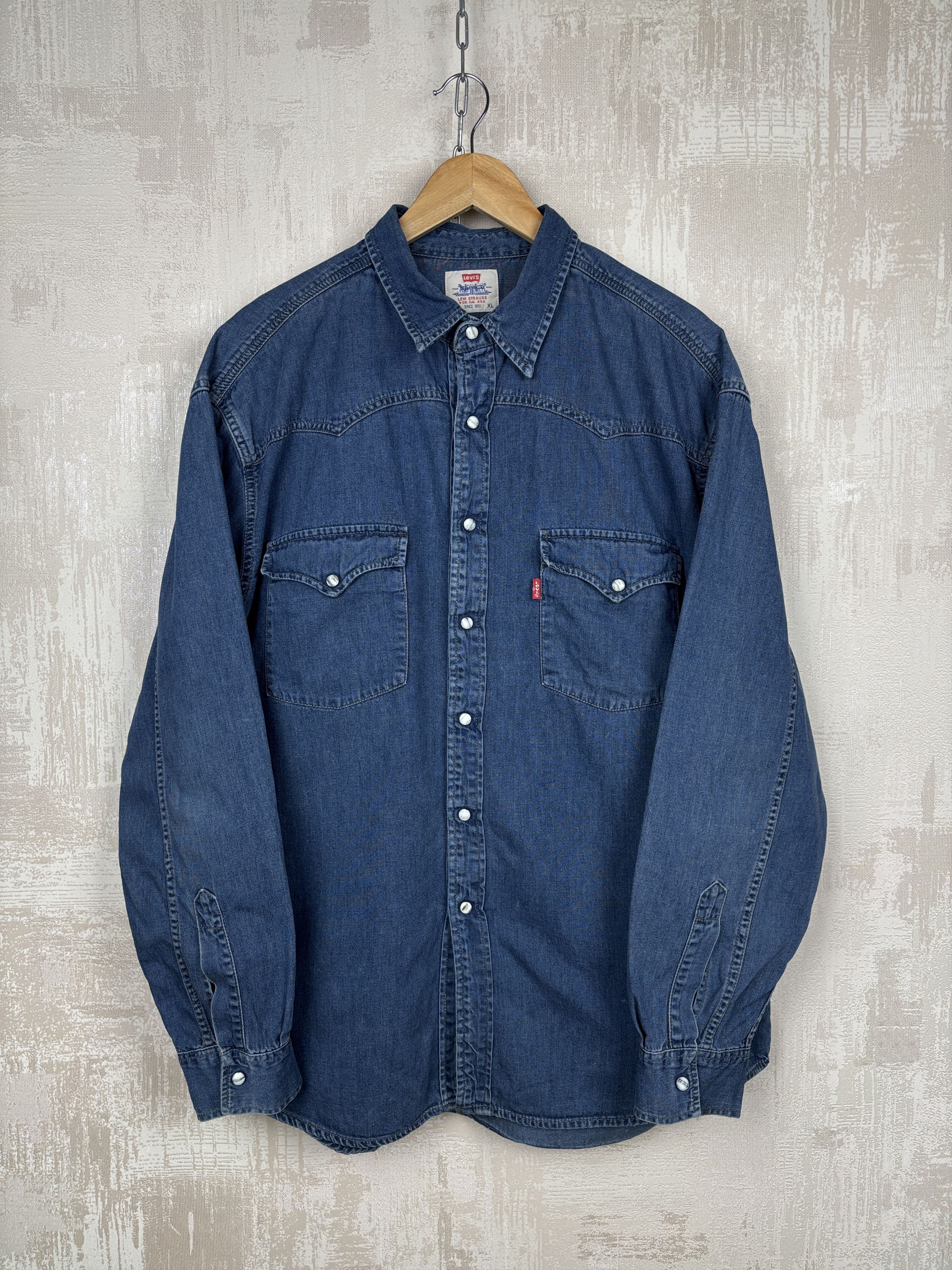 Levi's 90's Levi's Vintage Western Denim Jeans Pearl Snap Shirt Size US XL / EU 56 / 4 - 9 Thumbnail