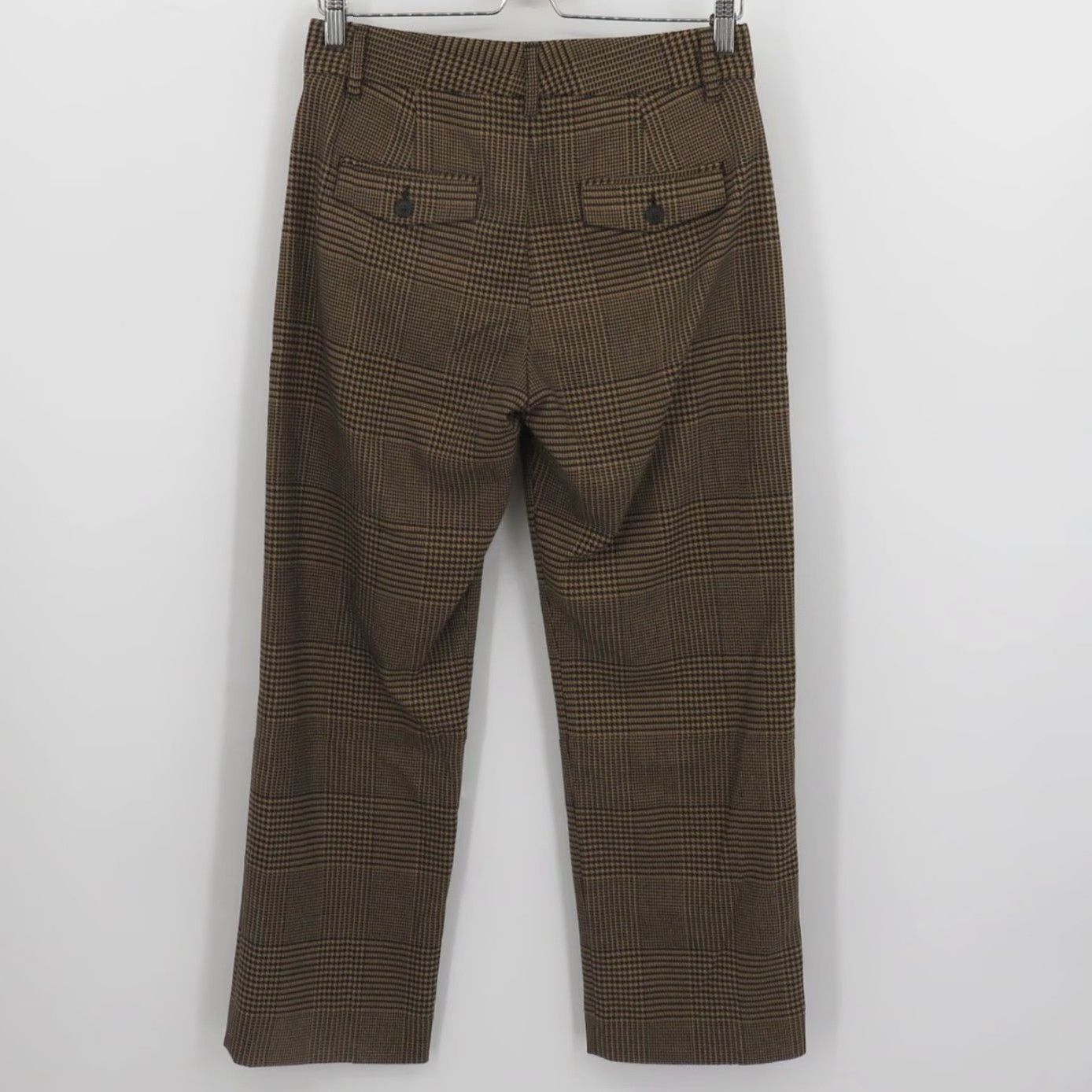 Banana Republic Banana Republic Women 4 Tan Black Houndstooth Check Flat Front Pants Size 27" / US 4 / IT 40 - 4 Thumbnail