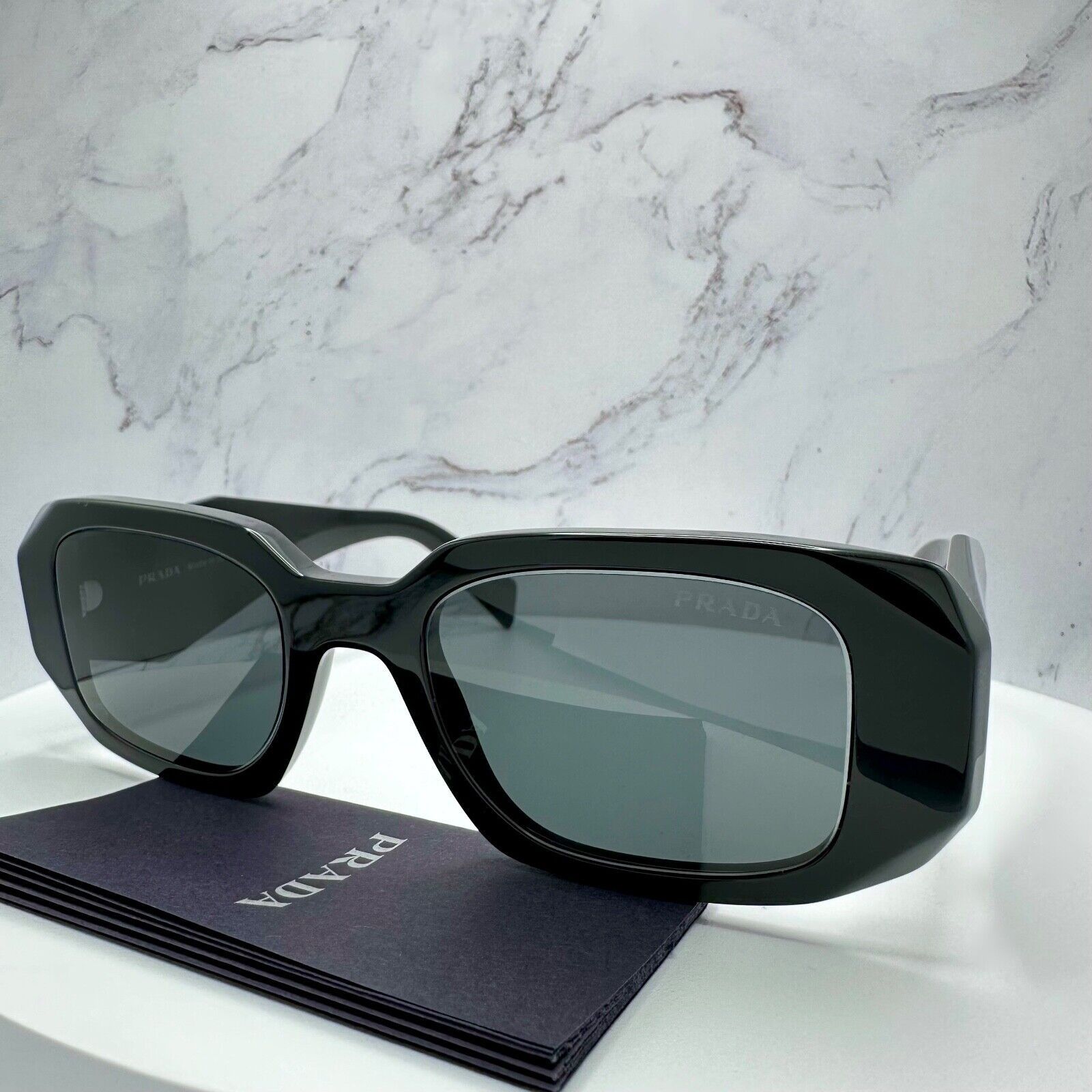 PRADA Sunglasses Black Acetate PR 17WS Symbole Authentic