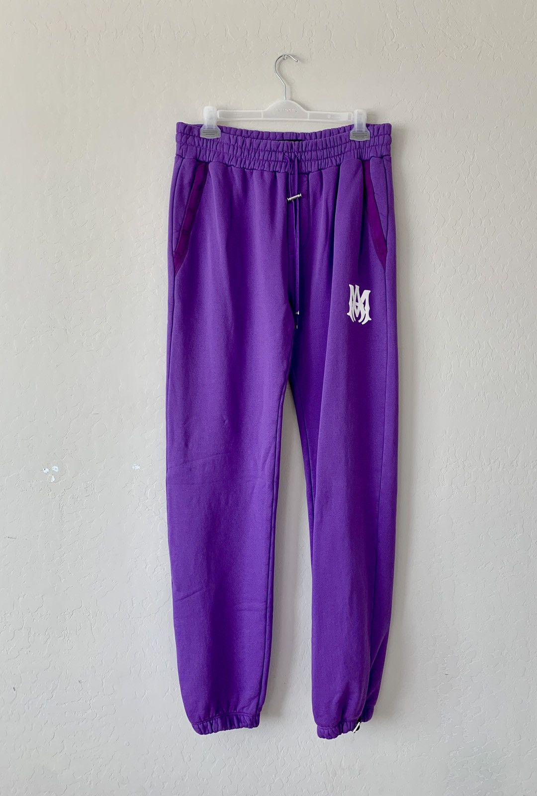 Image of Final $750 Amiri Ma Logo Sweatpants in Purple, Men's (Size 36)