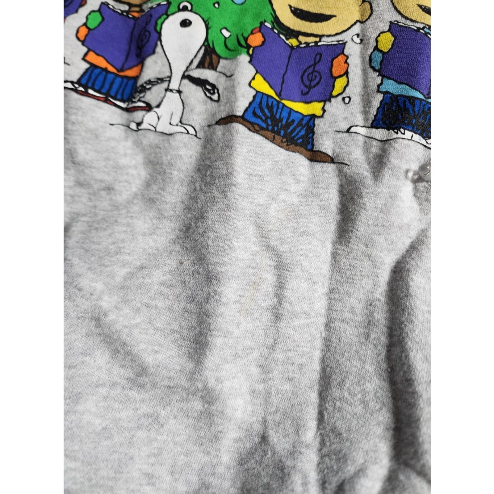 Peanuts Mens Peanuts Snoopy Christmas Sweatshirt Heather Grey S LIGHTS Crew Neck Long Sleeve Pullover Unisex Adults Knit Shirt Womens Men? Size US S / EU 44-46 / 1 - 4 Thumbnail