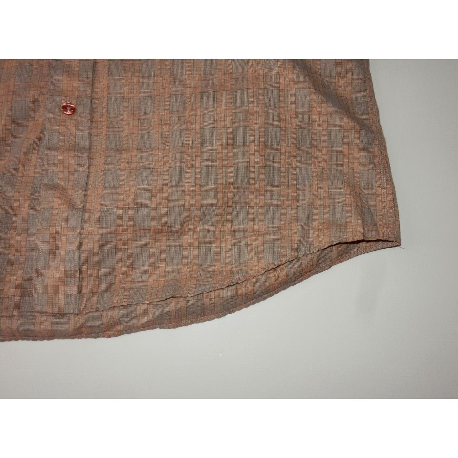Vintage VTG Dunhill Men's Dress Shirt Size 15.5-32 Pink Plaid England Made Long Sleeve Shirt Mens Regular 29 1/2 Chest 28" Length Size 42R - 2 Thumbnail