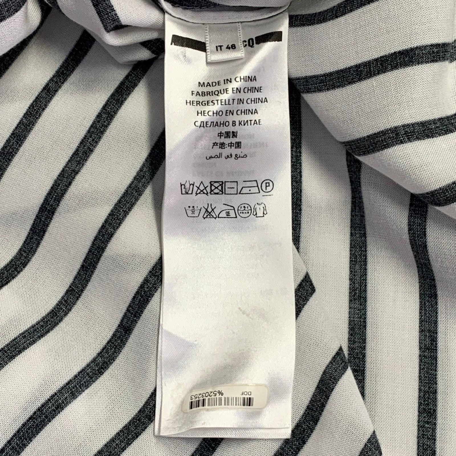 McQ Alexander McQueen L Black White Viscose Stripe Tunic Shirt Size L / US 10 / IT 46 - 6 Thumbnail