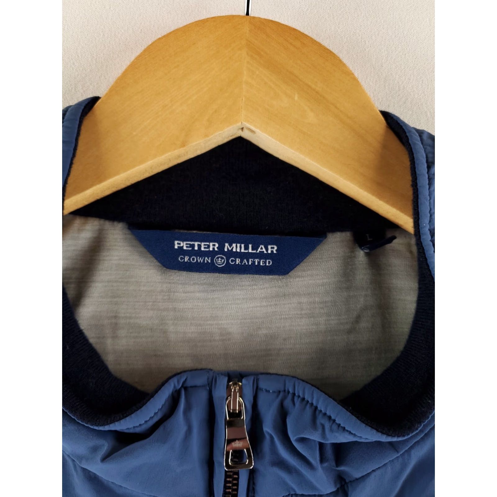Peter Millar Peter Millar Crown Crafted Vest Full Zip Wool Collar Windbreaker Golf Performance Mens L Blue Size US L / EU 52-54 / 3 - 3 Thumbnail