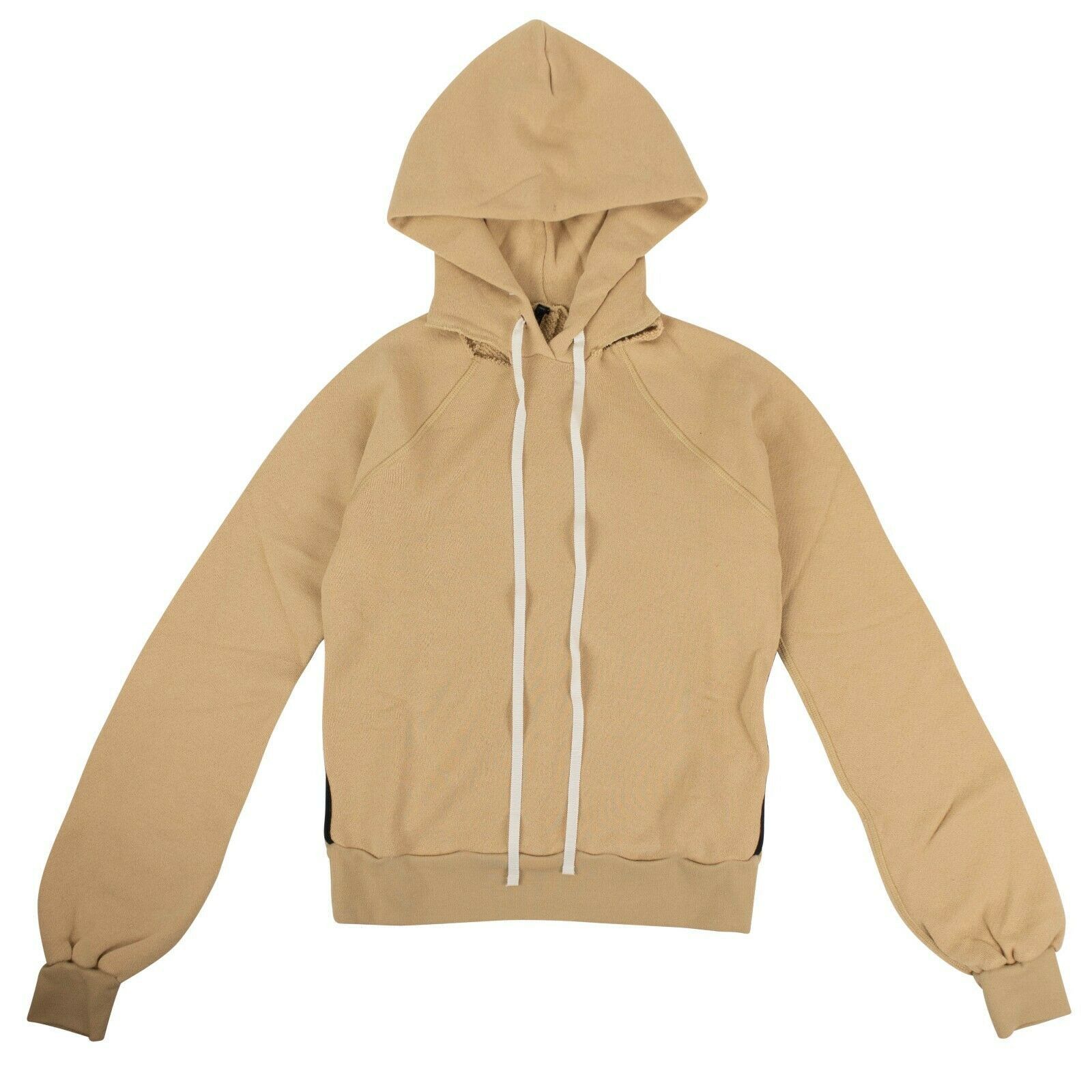 image of Unravel Project Tan Cut Out Shoulder Hooded Sweatshirt Size Xs, Women's