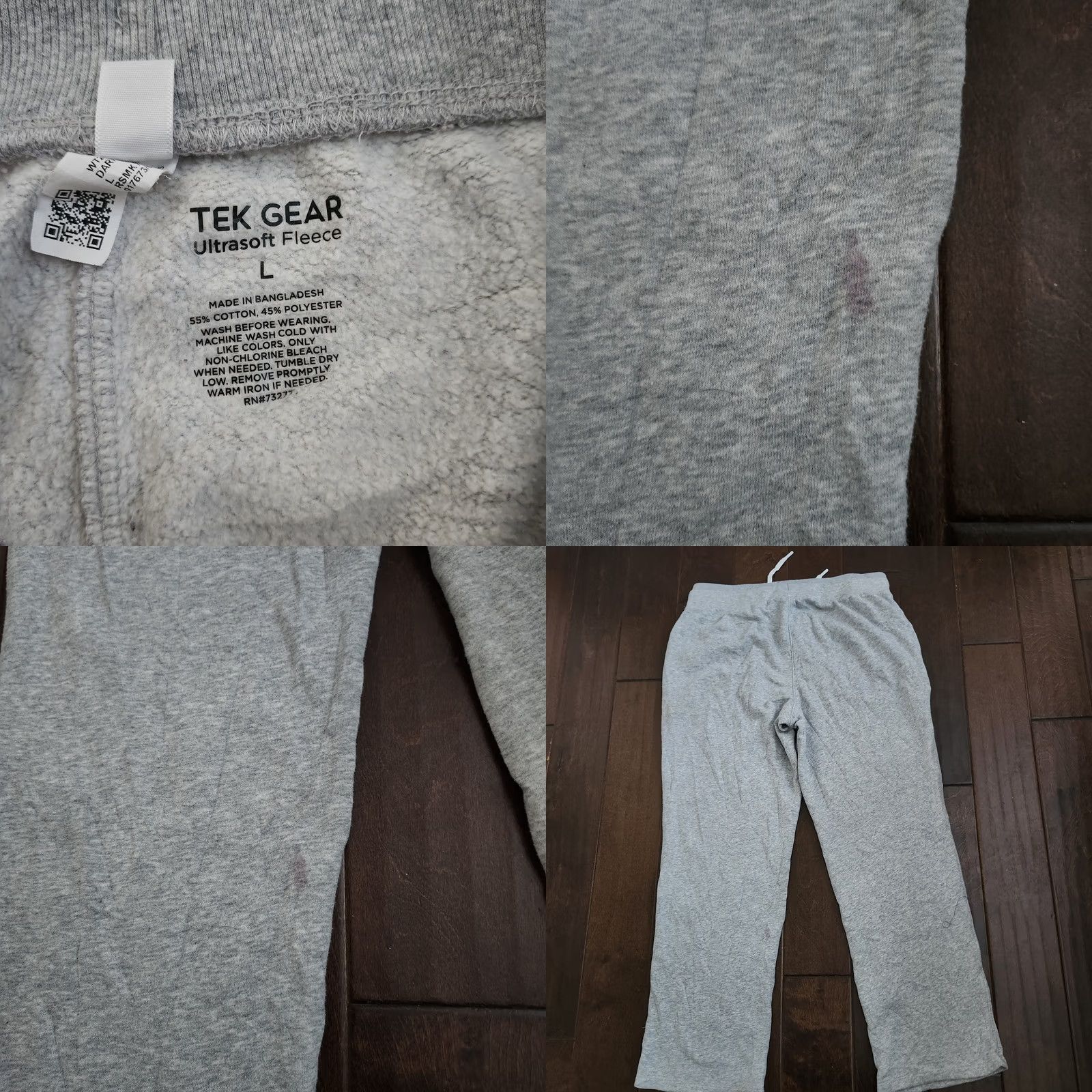 Tek Gear Tek Gear Mens Large Gray Ultrasoft Fleece Jogger Pants Lounge Regular Fit Pull On Pants Mens Lounge Gray L Regular Cotton Polyester Ulrasoft Fleece Size US 33 - 9 Thumbnail